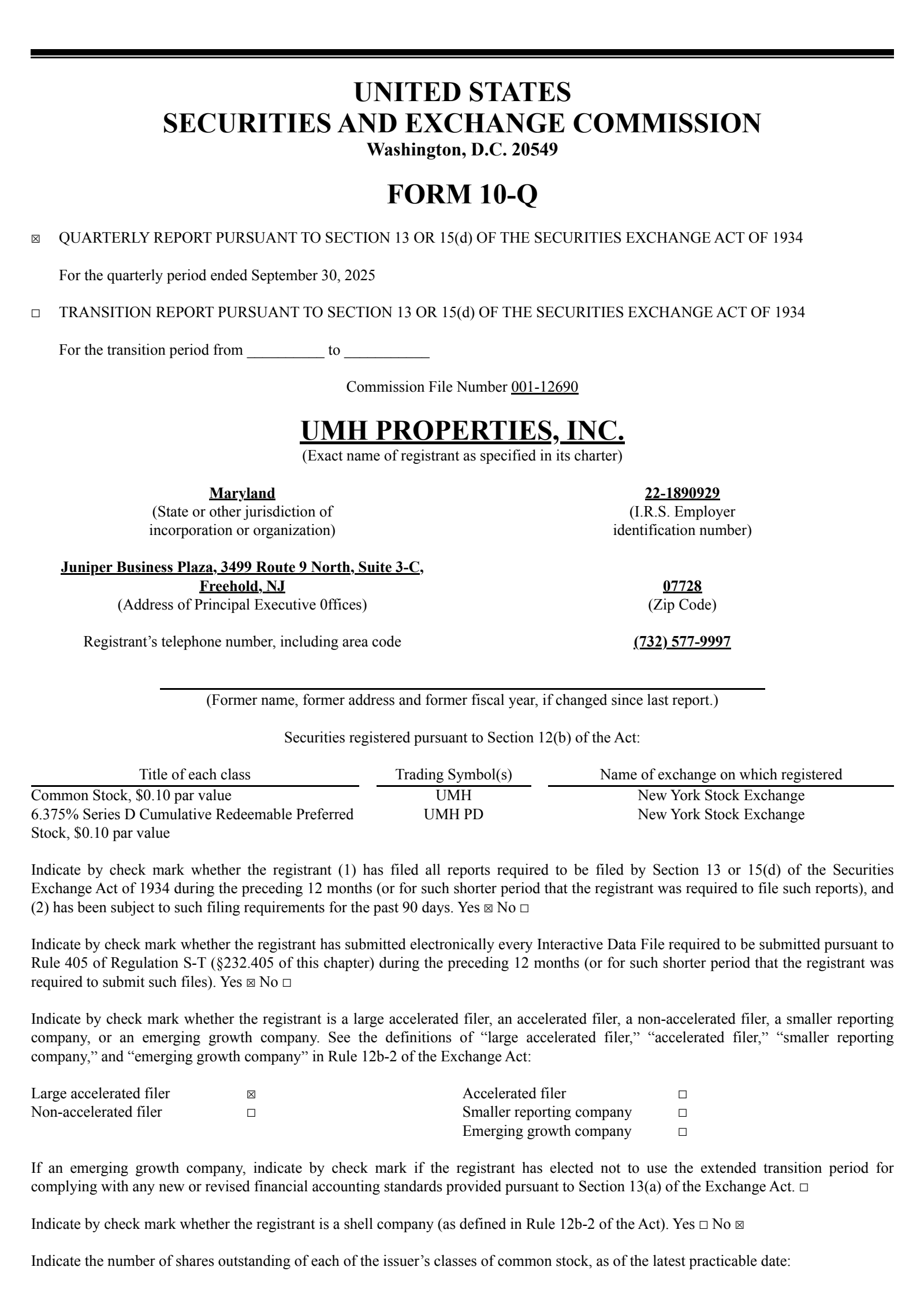 UMH Properties' Q3 2025 Quarterly Report