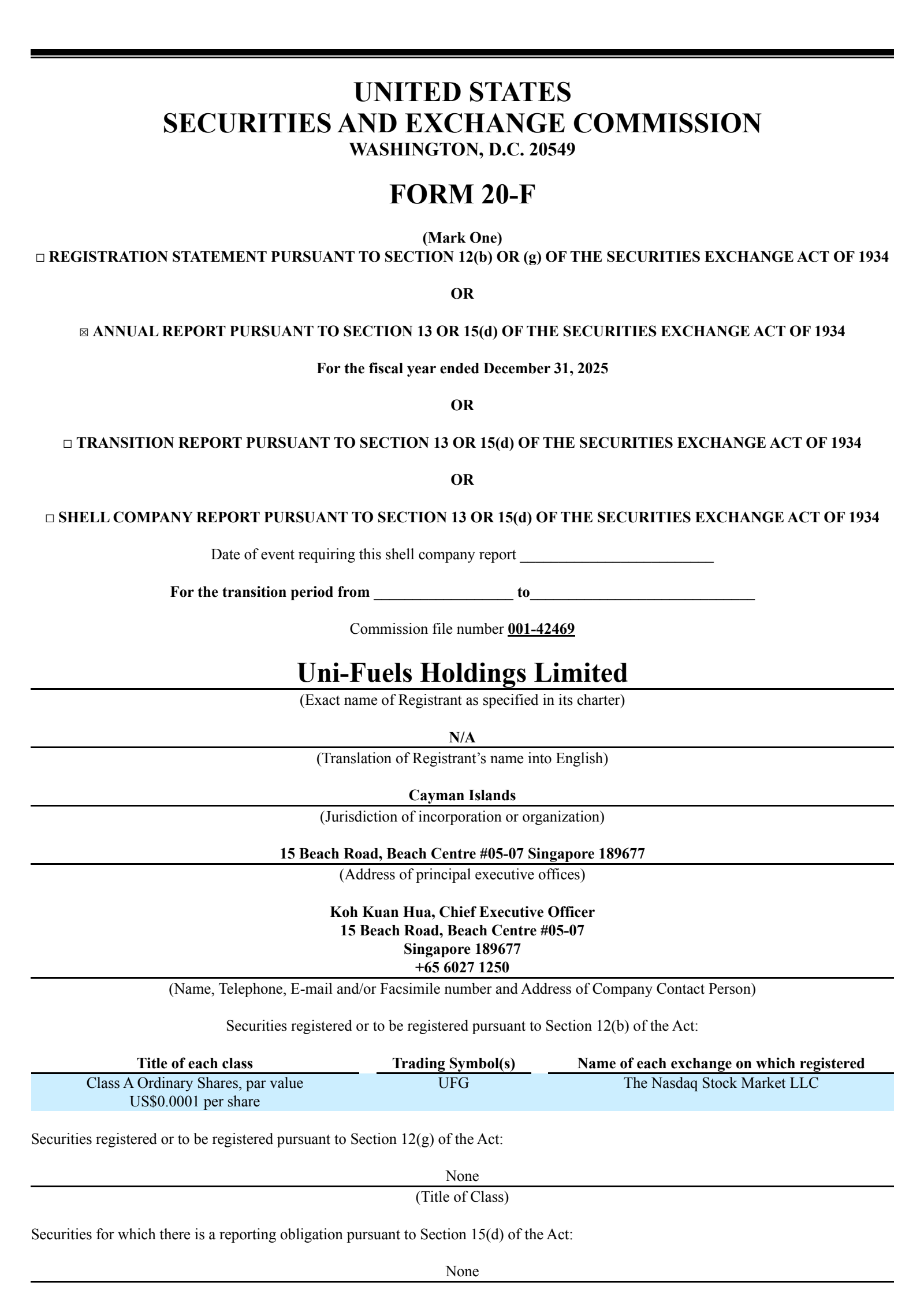 Uni-Fuels' Q4 2025 Annual report