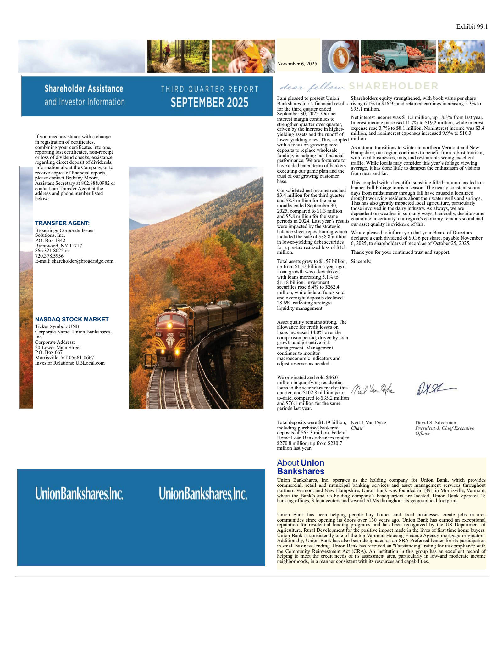Union Bankshares' Q3 2025 Earnings Release