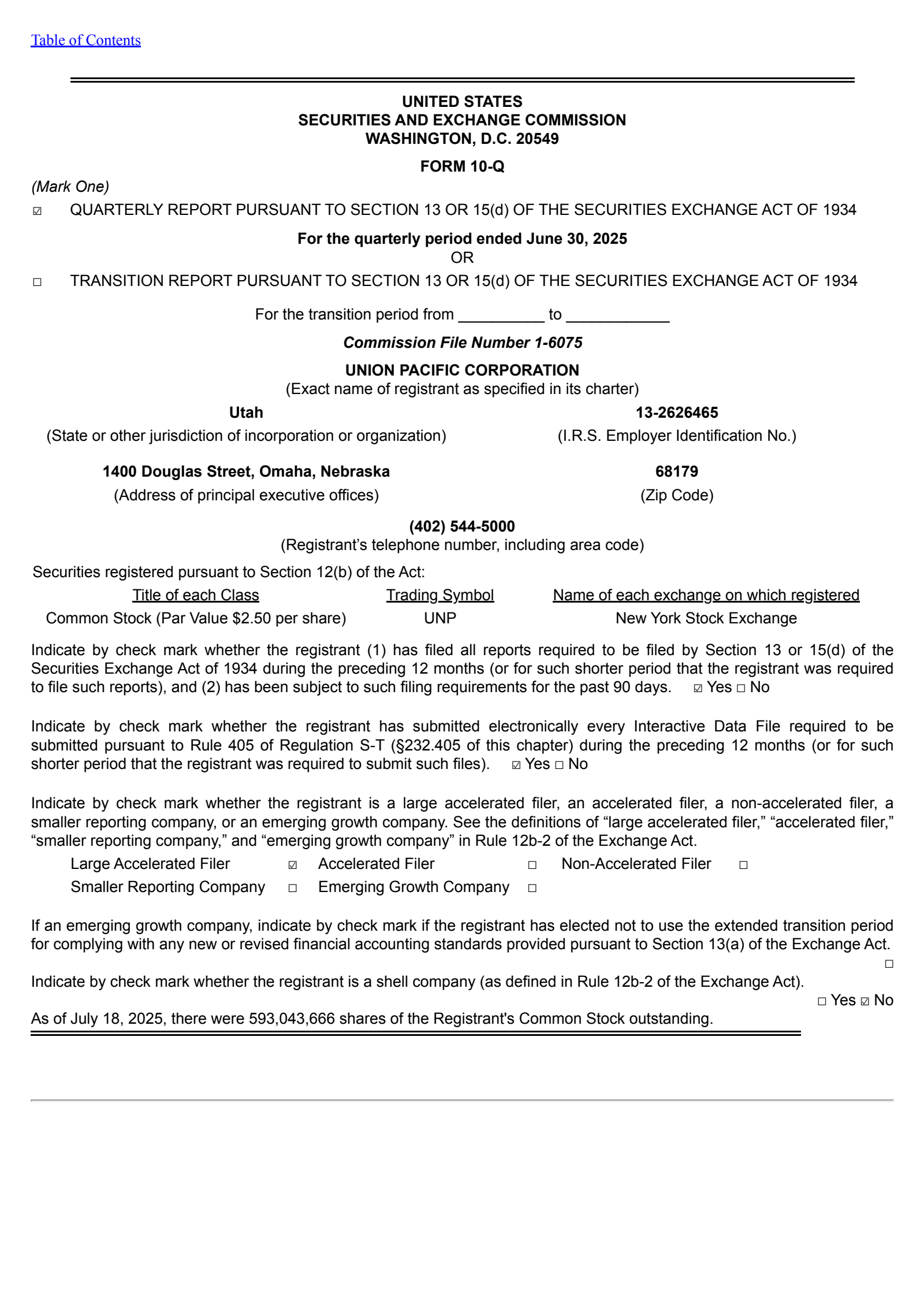 Union Pacific's Q2 2025 Quarterly report