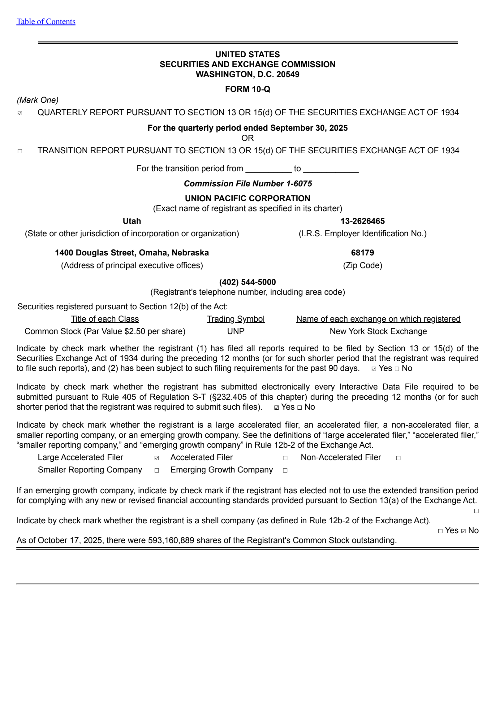Union Pacific's Q3 2025 Quarterly Report