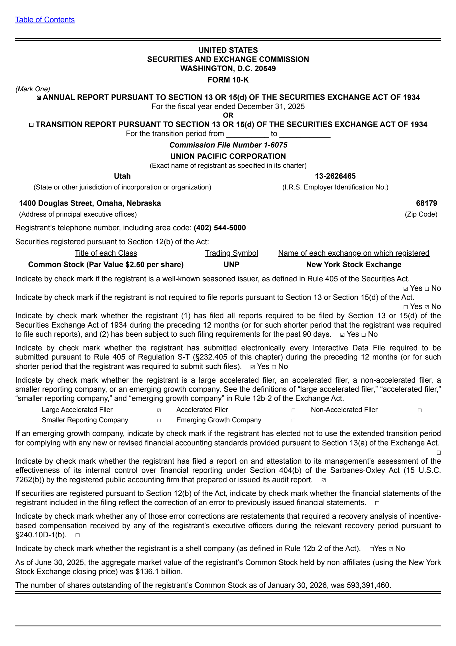 Union Pacific's Q4 2025 Annual report