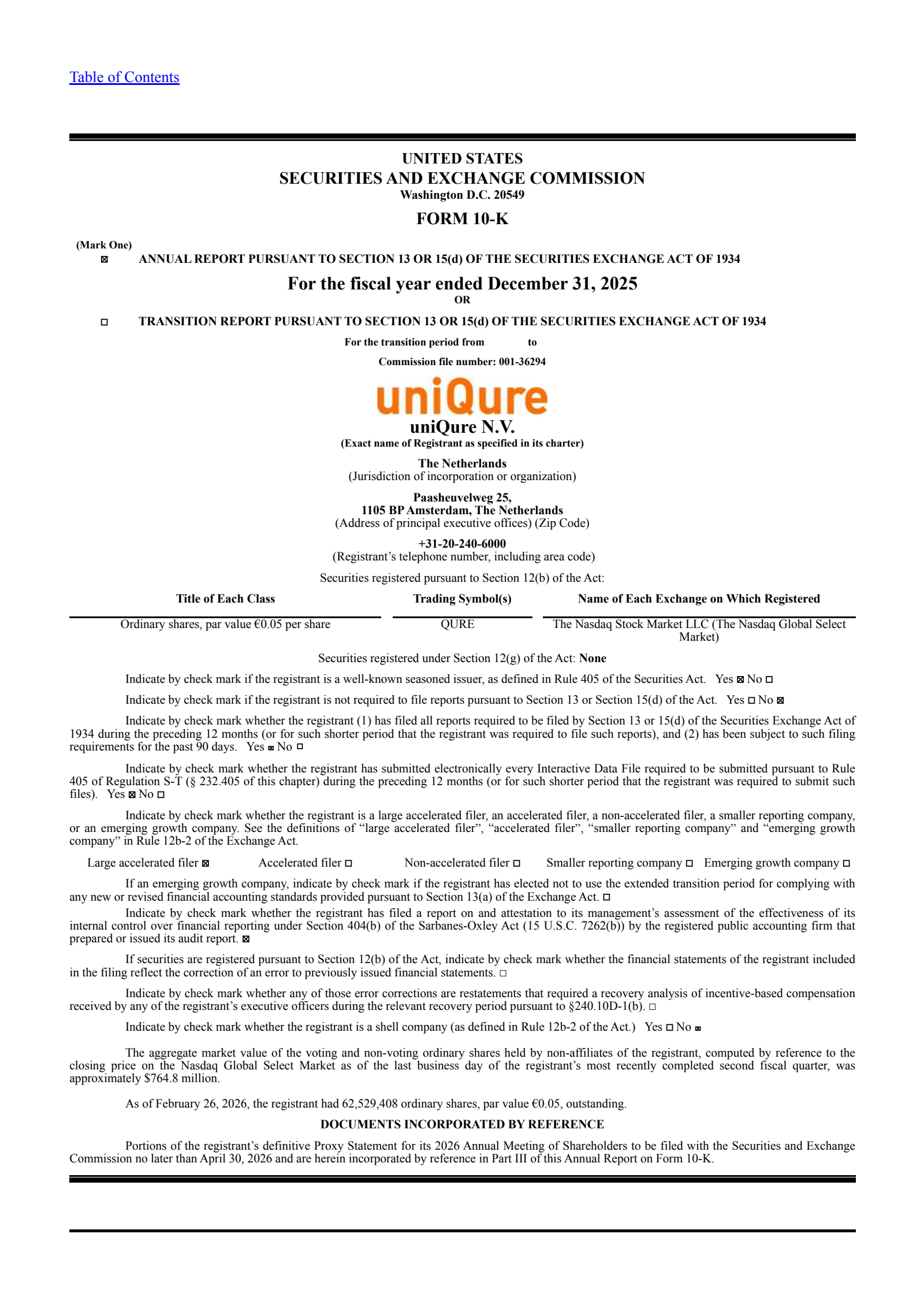uniQure's Q4 2025 Annual report
