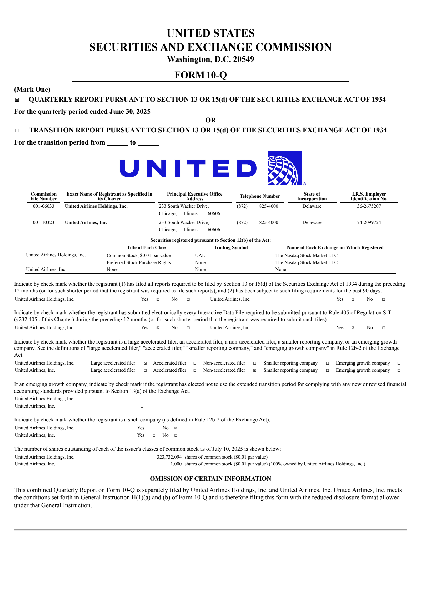 United Airlines' Q2 2025 Quarterly report