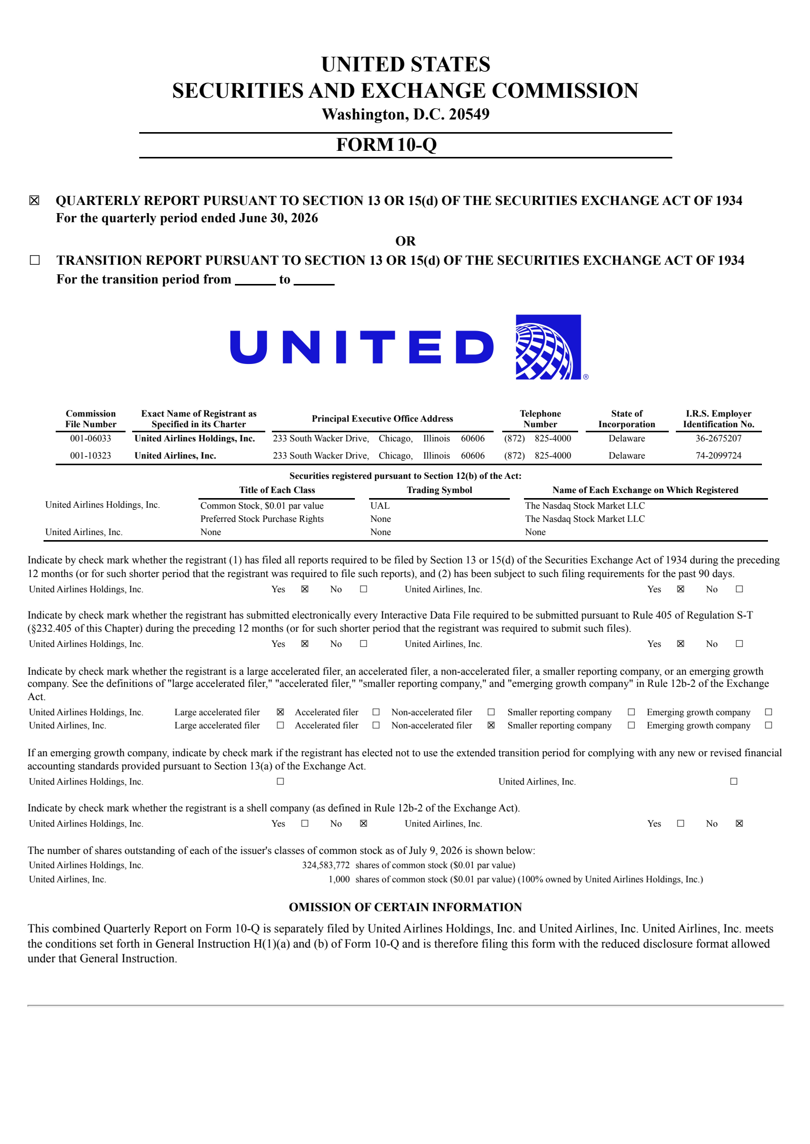 United Airlines' Q2 2026 Quarterly report