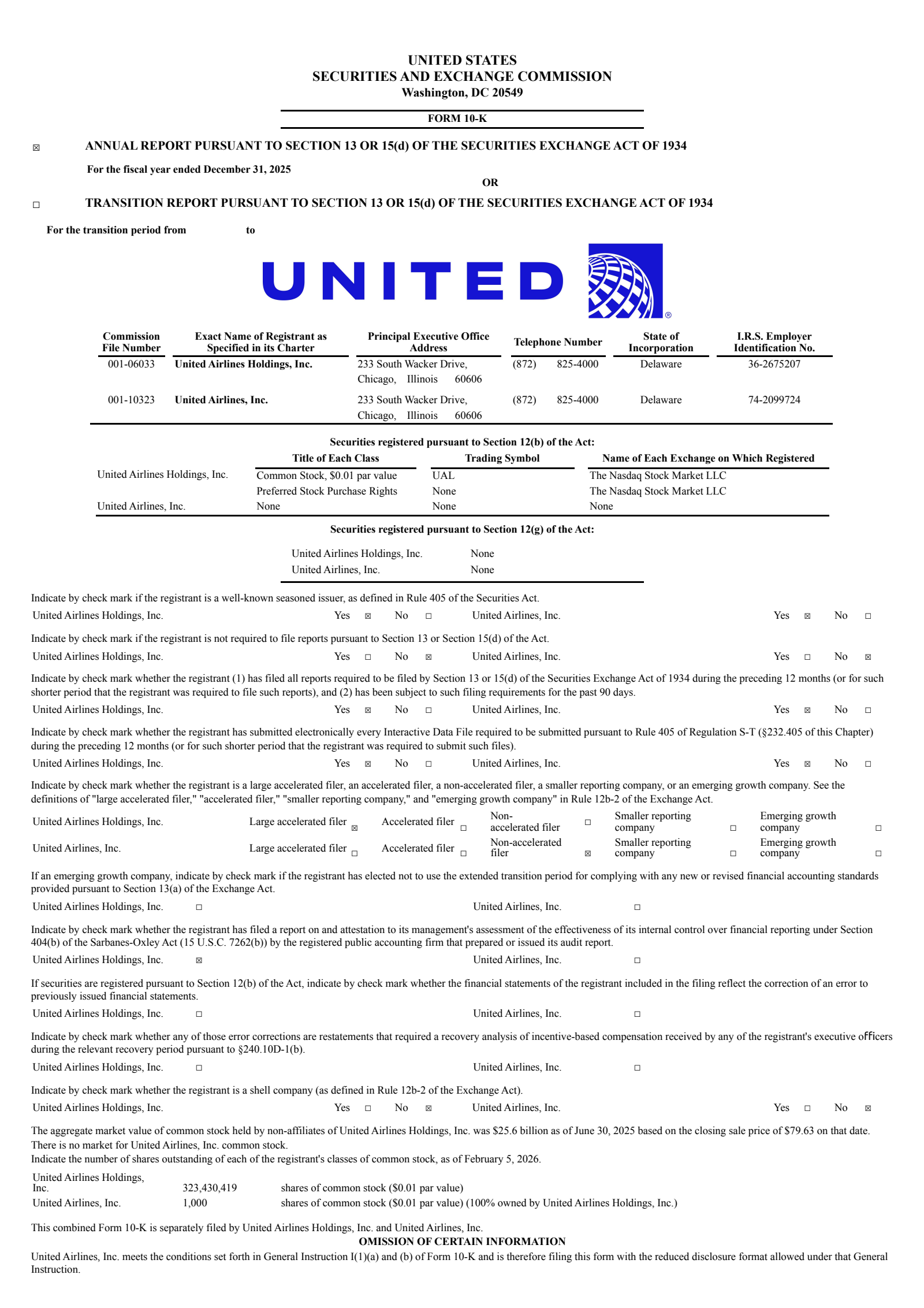 United Airlines' Q4 2025 Annual report