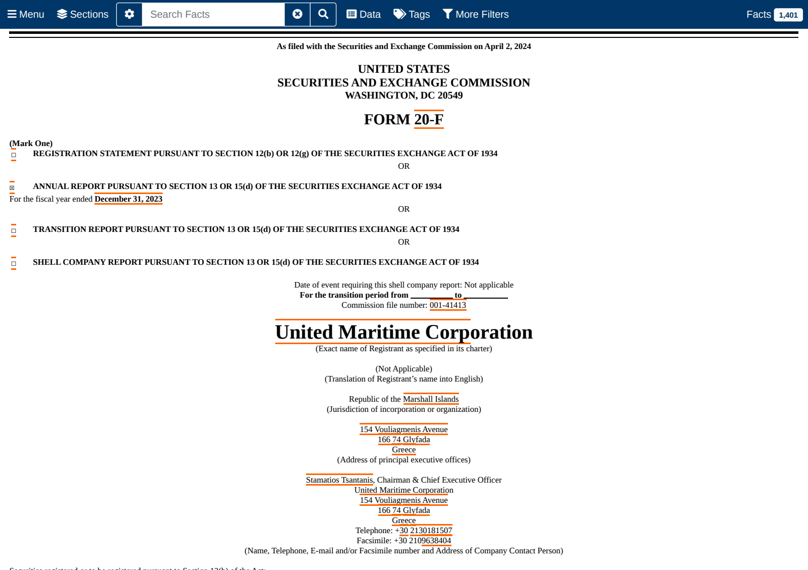 United Maritime's Q4 2023 Annual Report