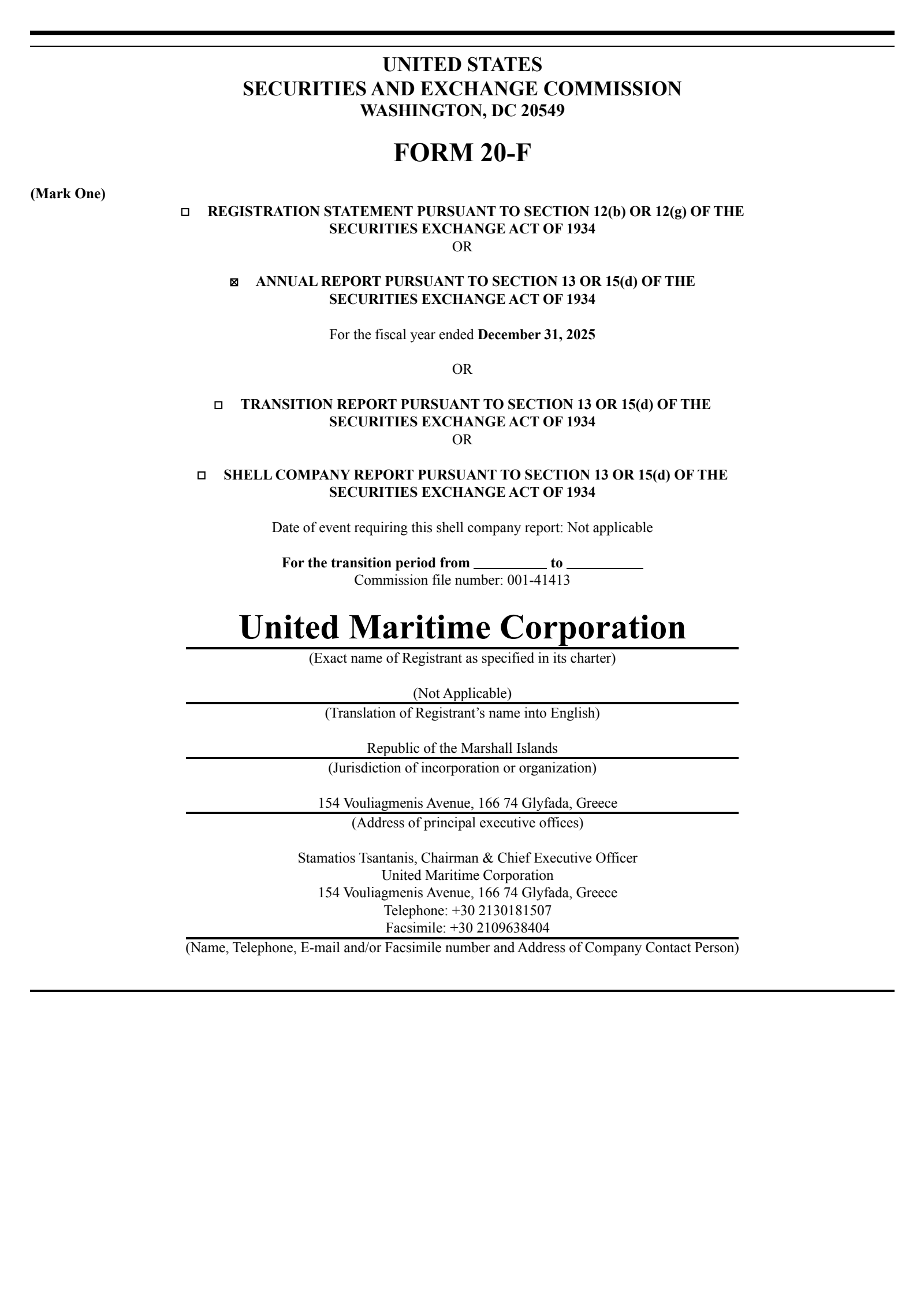 United Maritime's Q4 2025 Annual report
