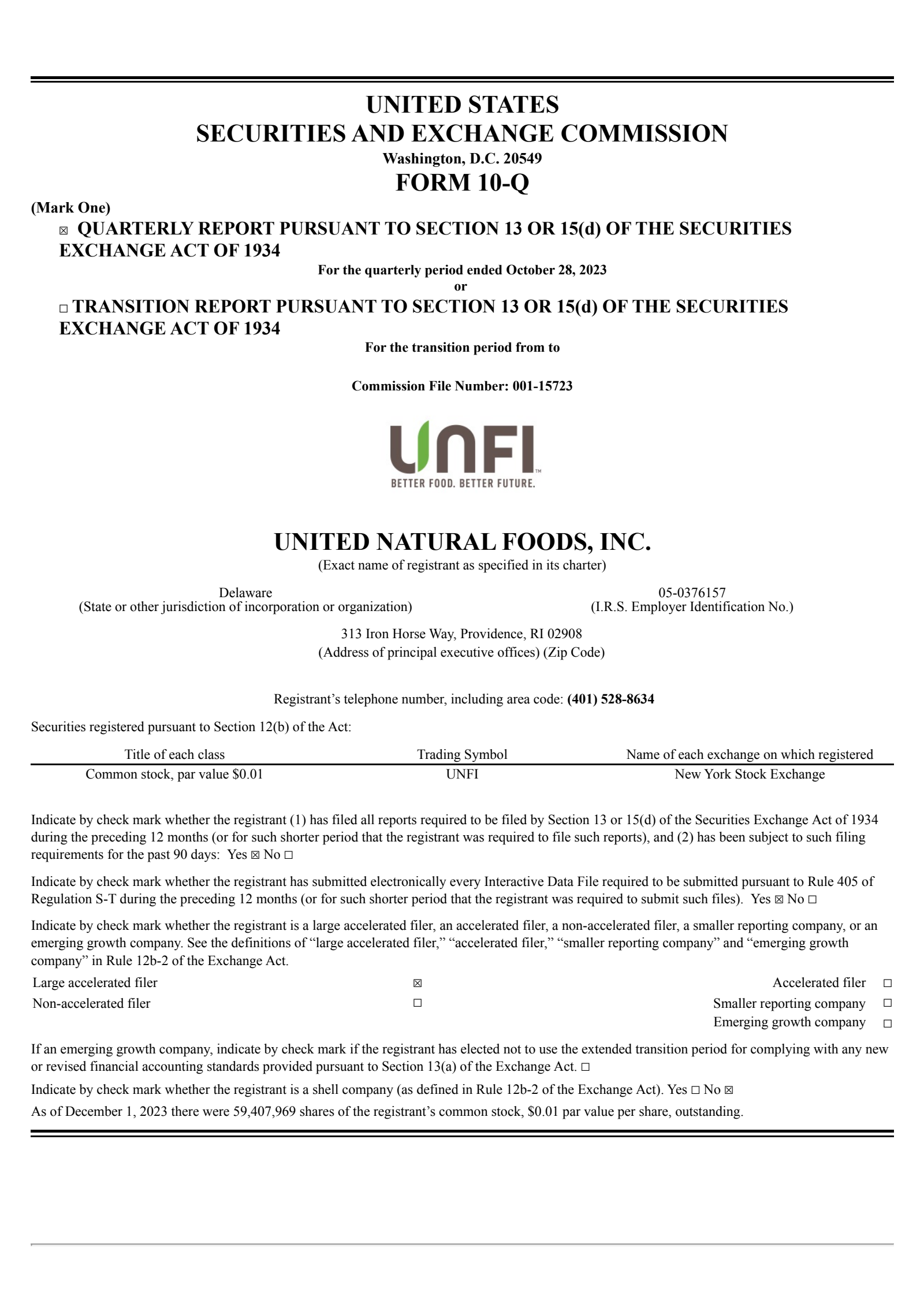 United Natural Foods' Q1 2024 Quarterly report