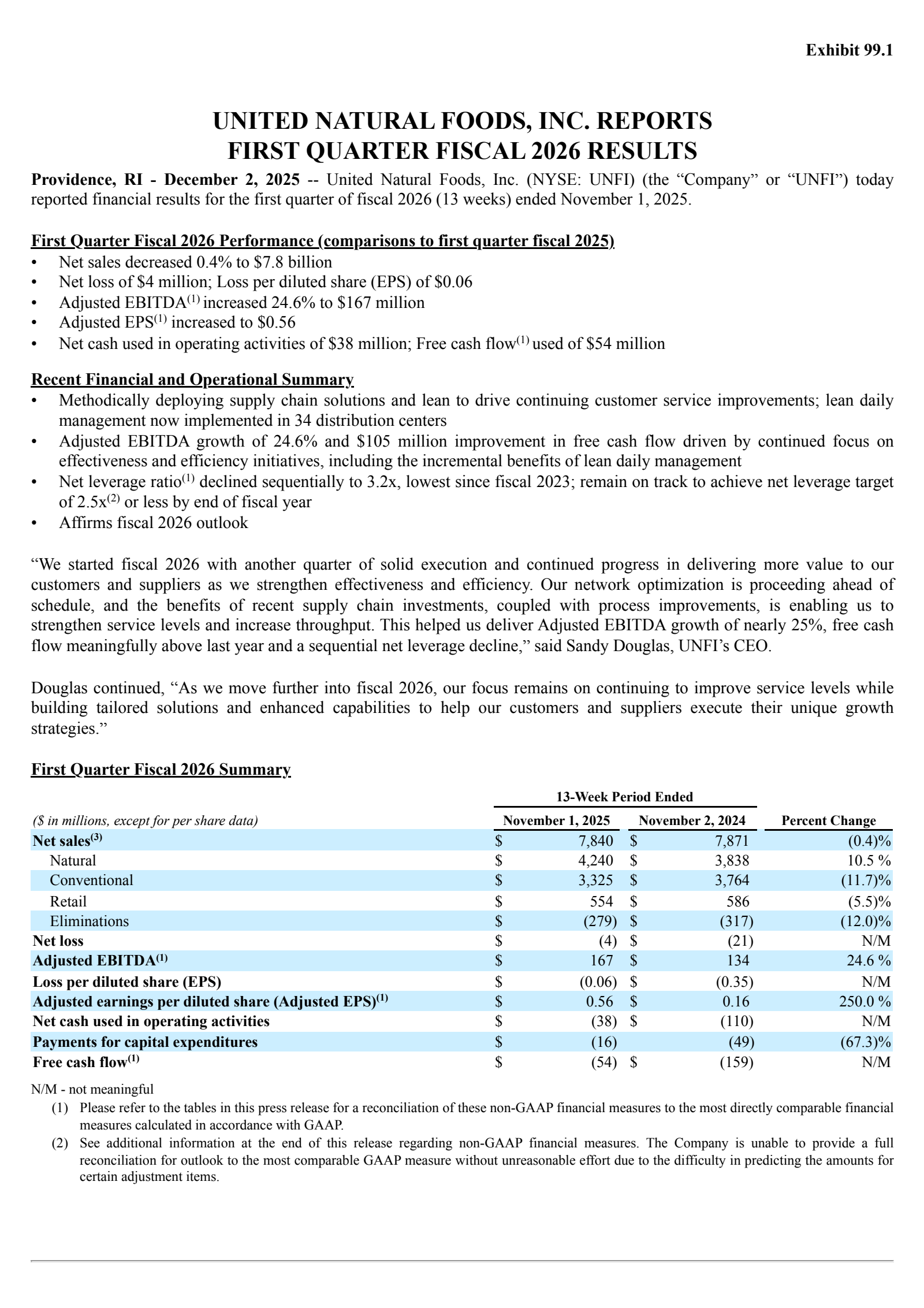 United Natural Foods' Q1 2026 Earnings Release