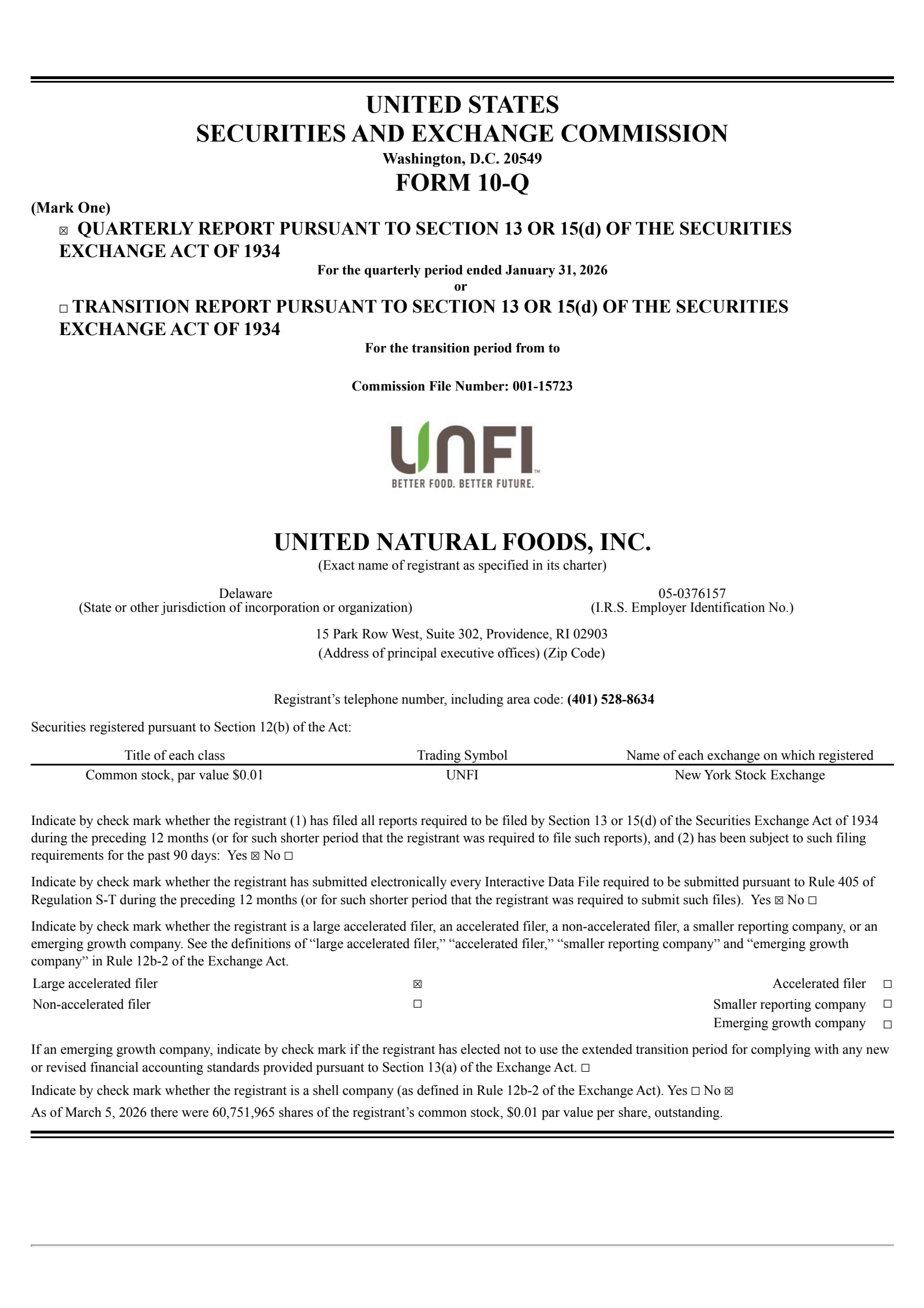 United Natural Foods' Q2 2026 Quarterly report