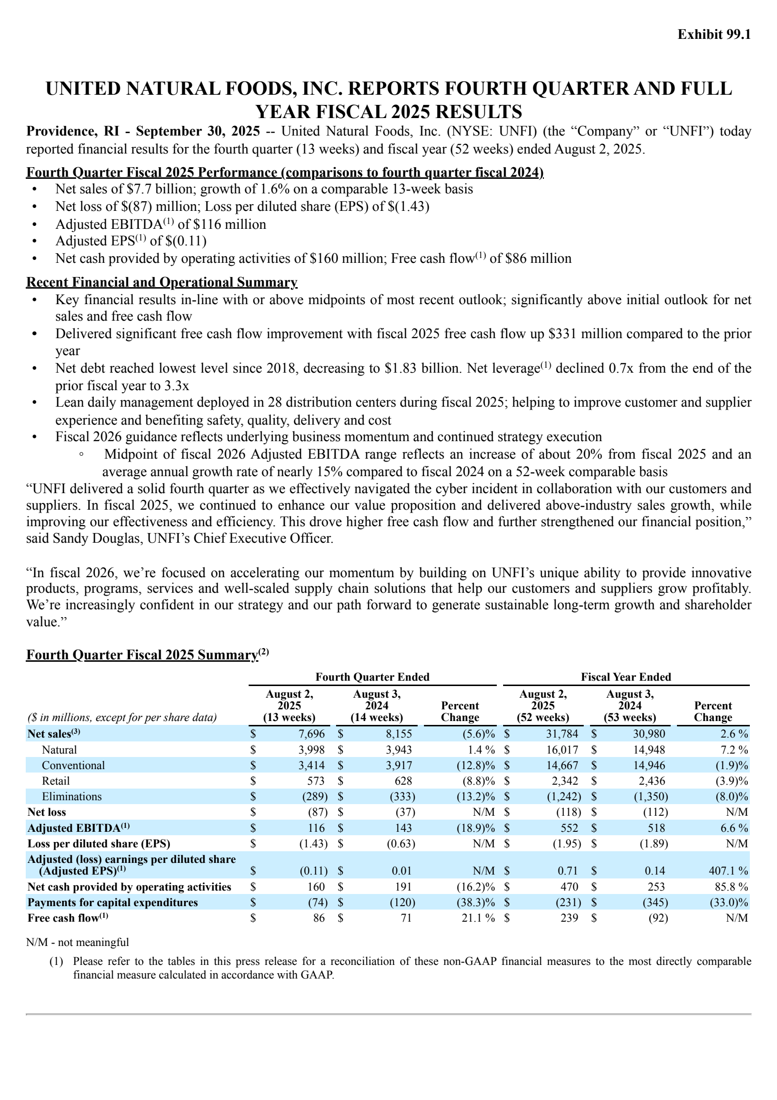 United Natural Foods' Q4 2025 Earnings Release