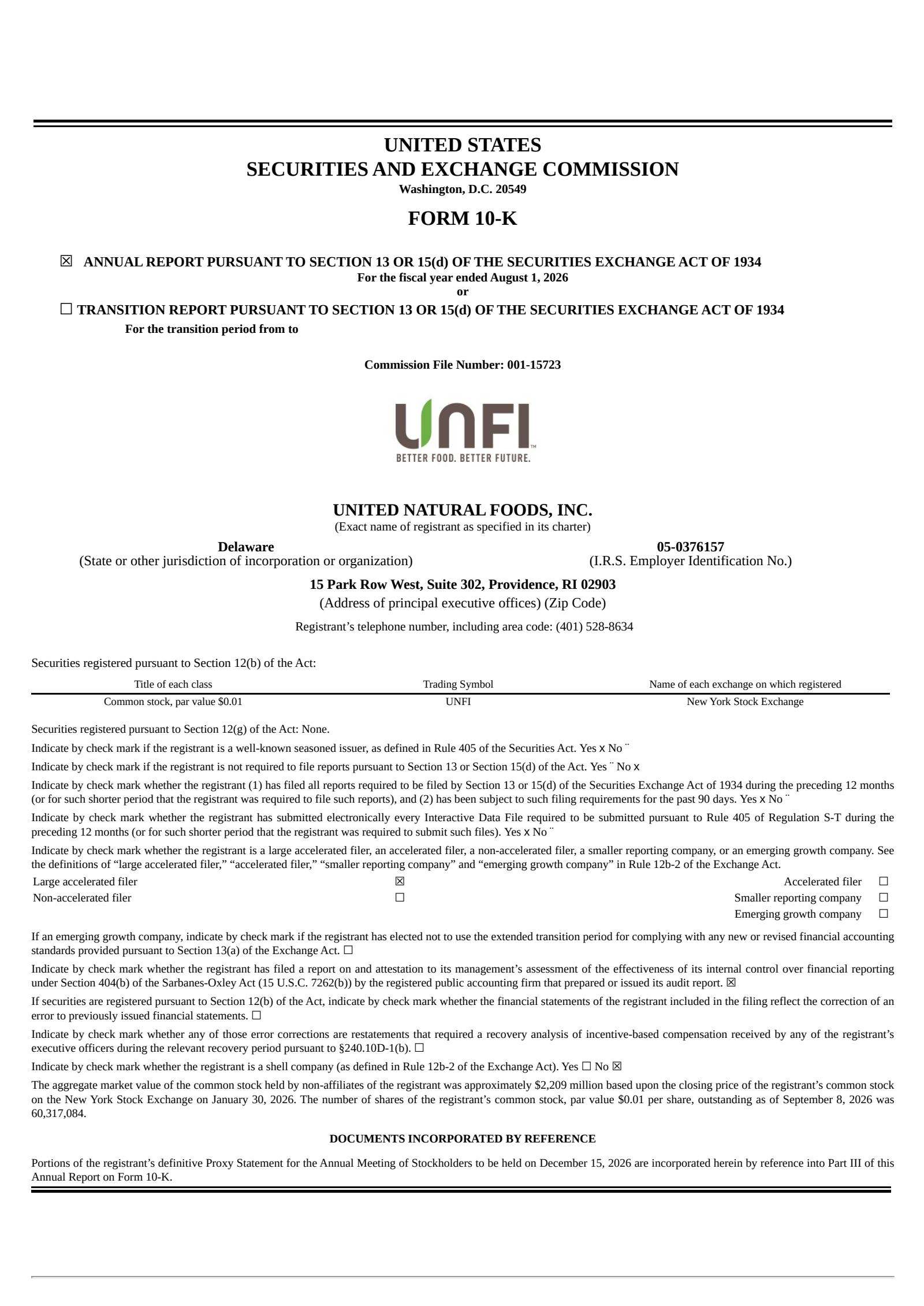 United Natural Foods' Q4 2026 Annual report