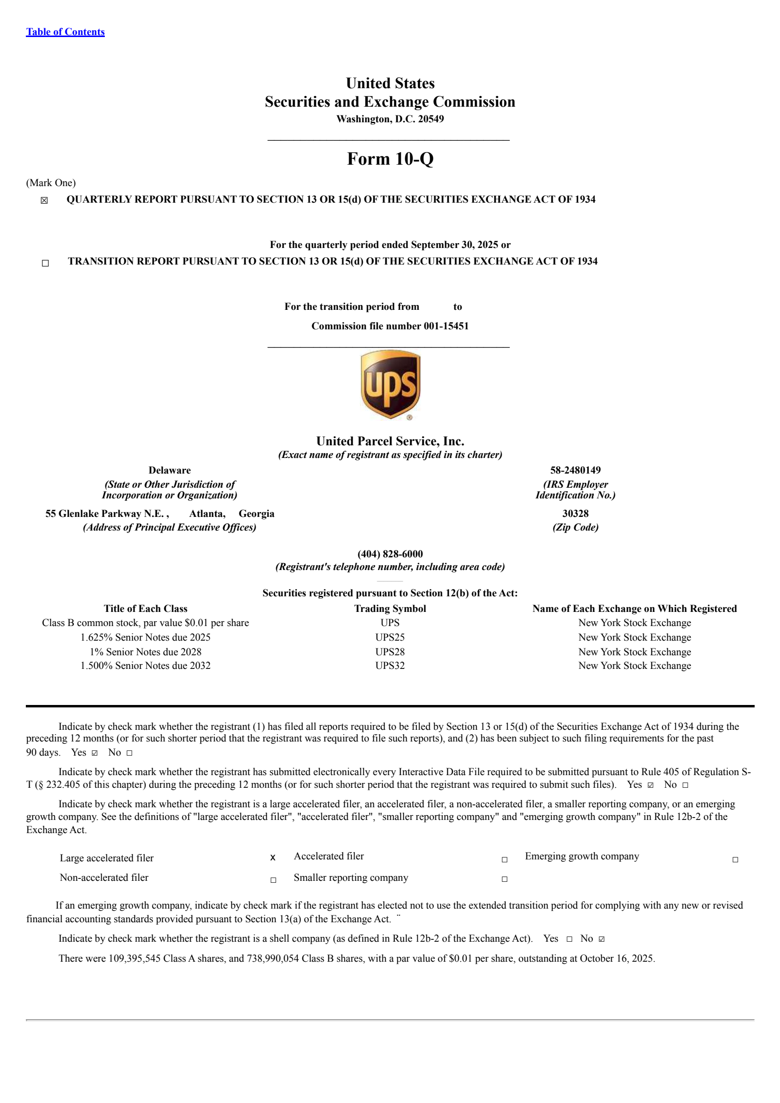 United Parcel Service's Q3 2025 Quarterly Report
