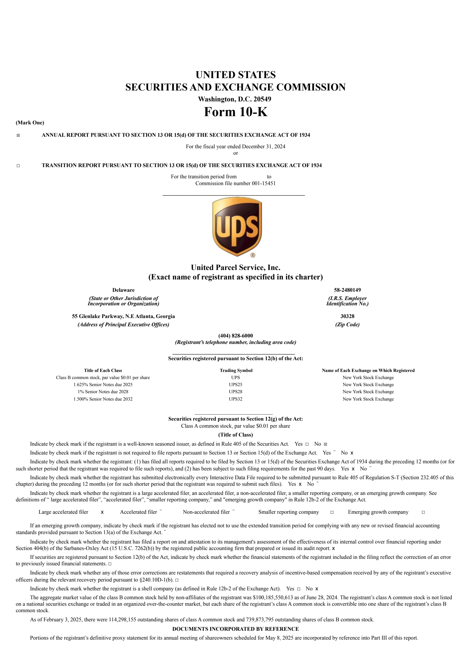 UPS Q4 2024 Earnings Report on 1/30/2025