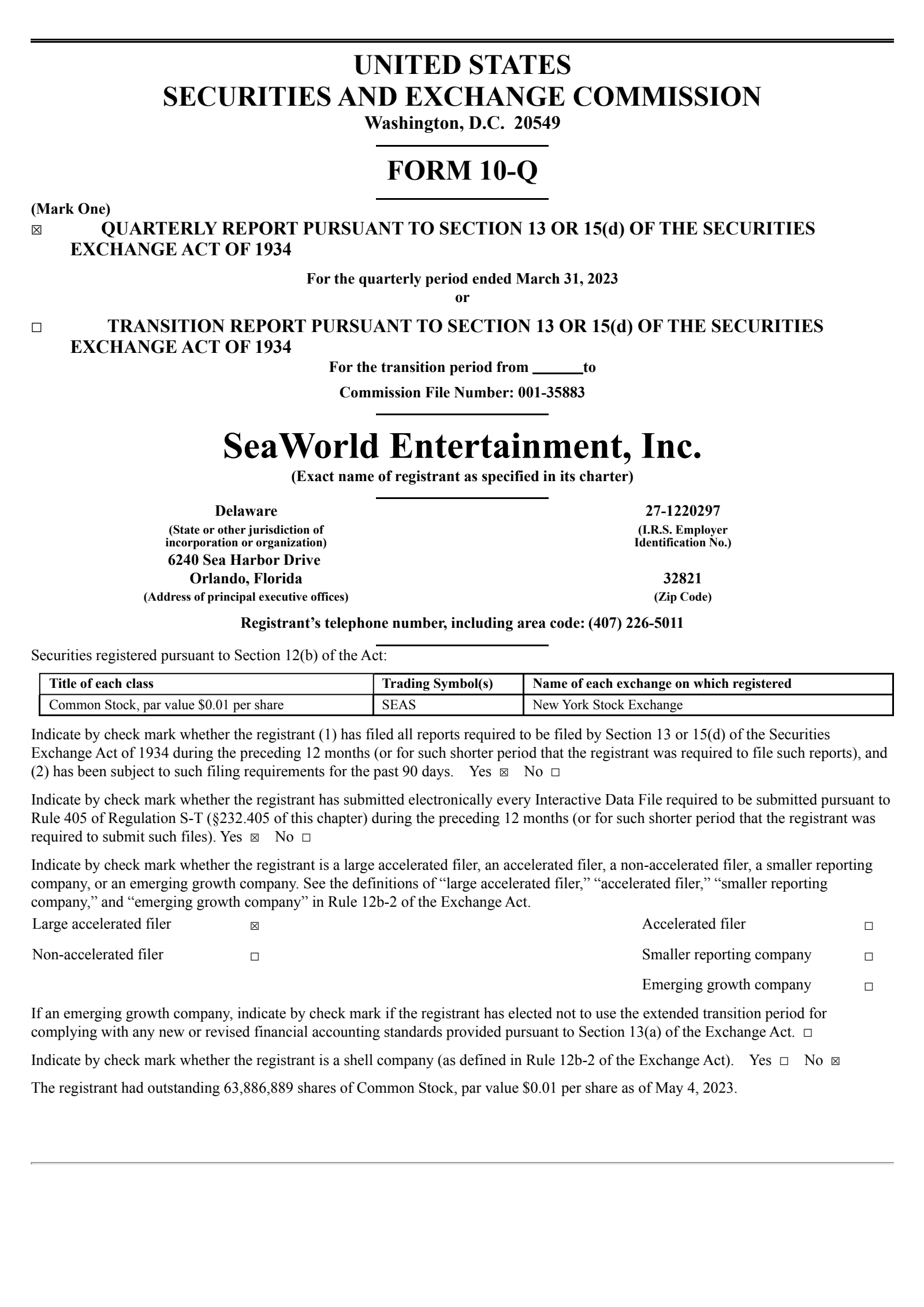 United Parks & Resorts' Q1 2023 Quarterly report