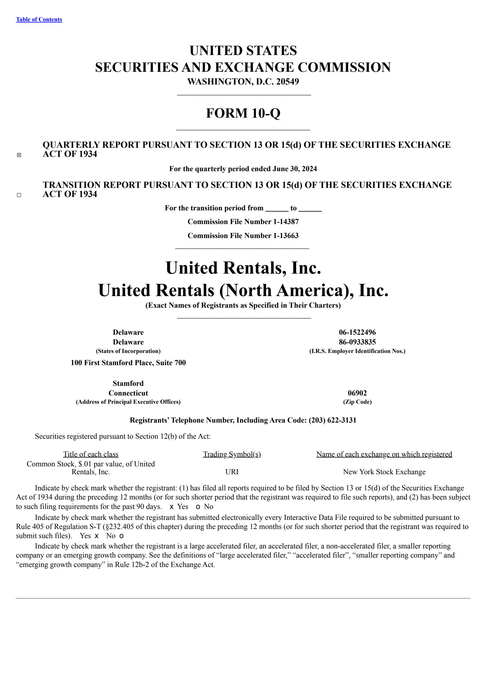 United Rentals' Q2 2024 Quarterly report