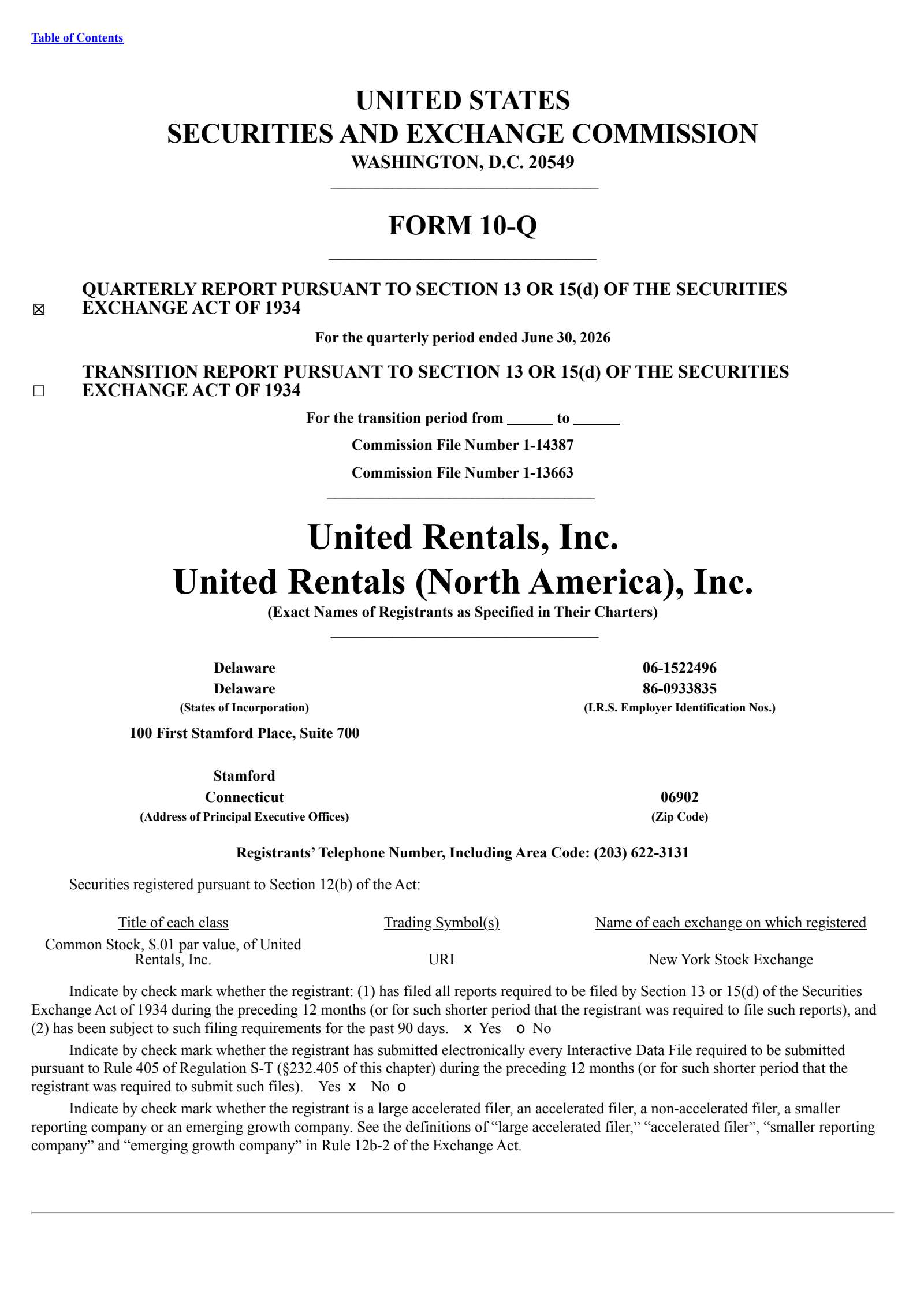 United Rentals' Q2 2026 Quarterly report