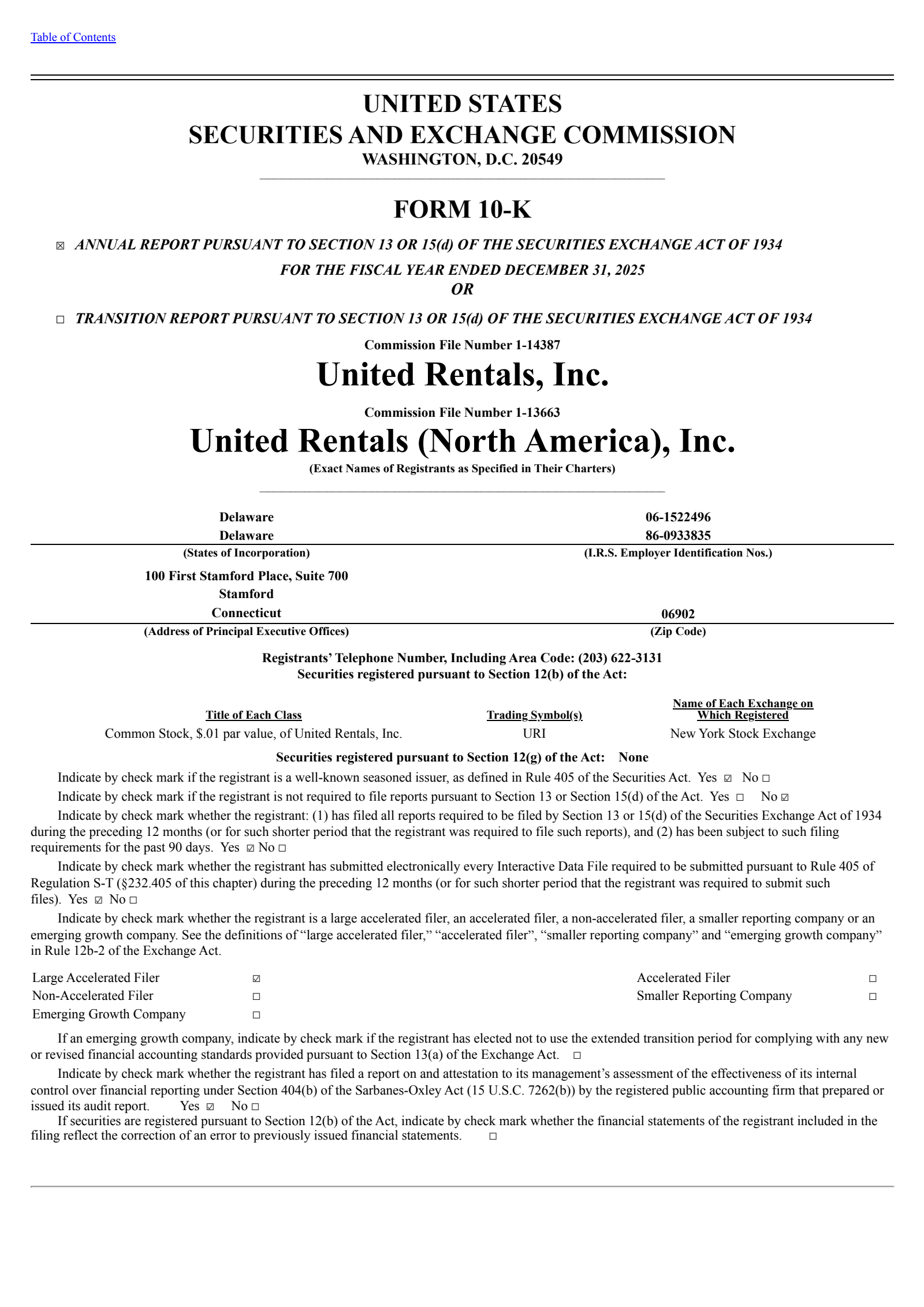 United Rentals' Q4 2025 Annual report