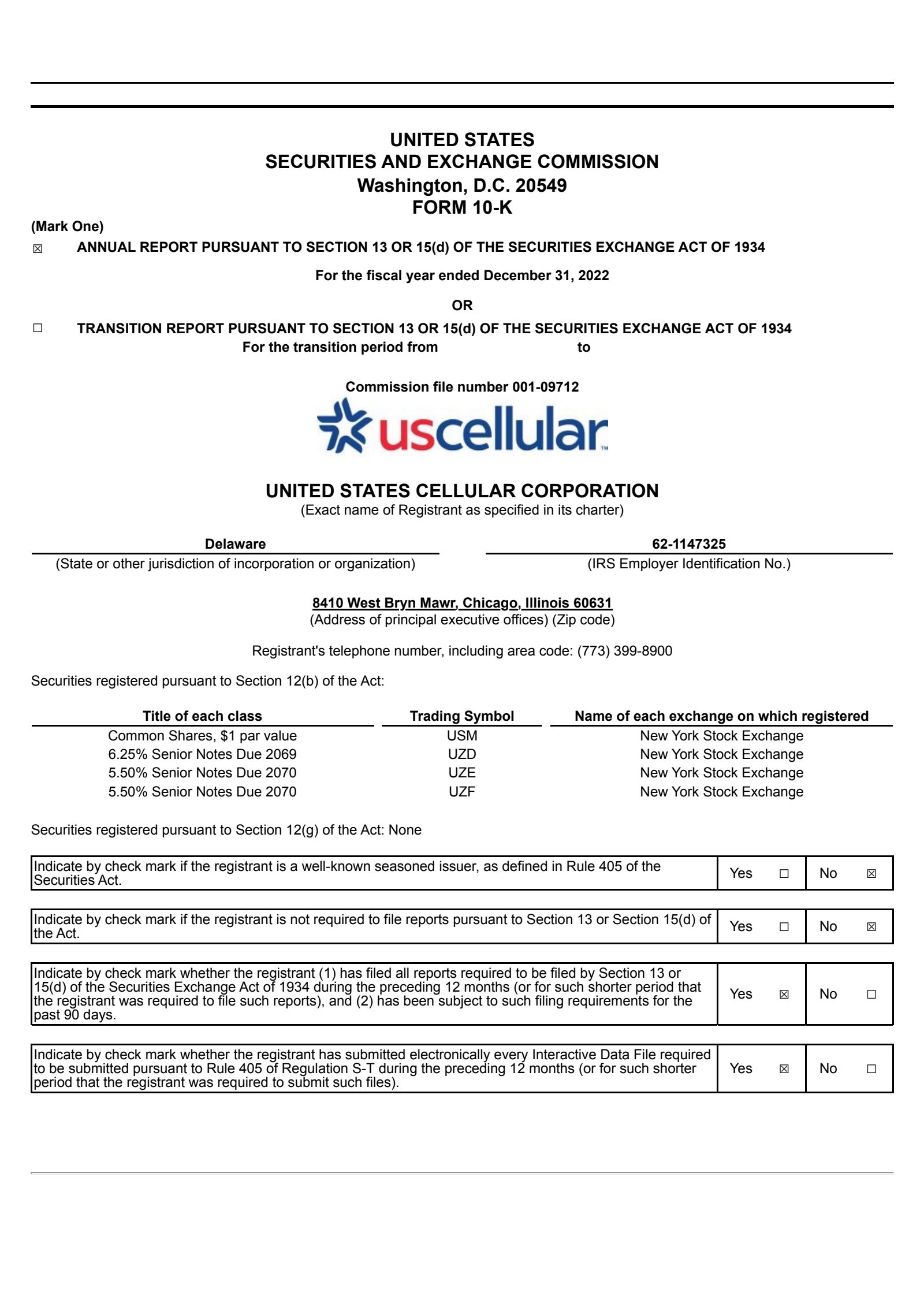 United States Cellular's Q4 2022 Annual report