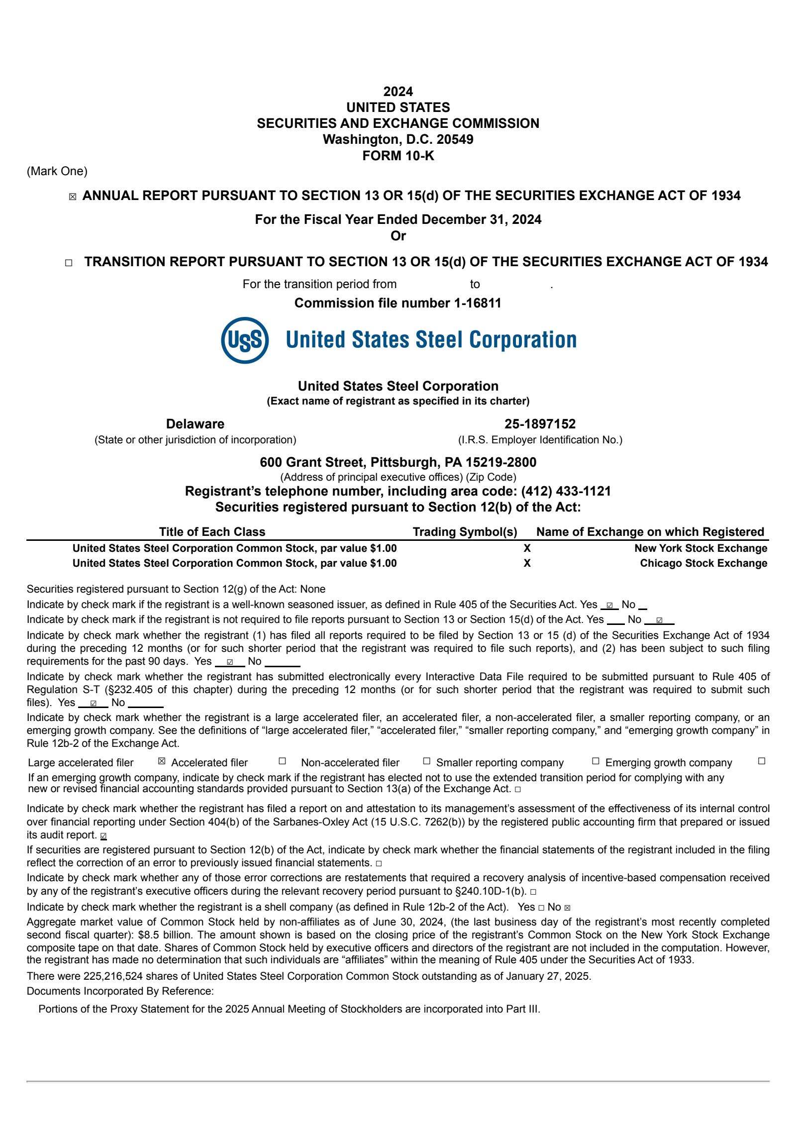 United States Steel's Q4 2024 Annual report