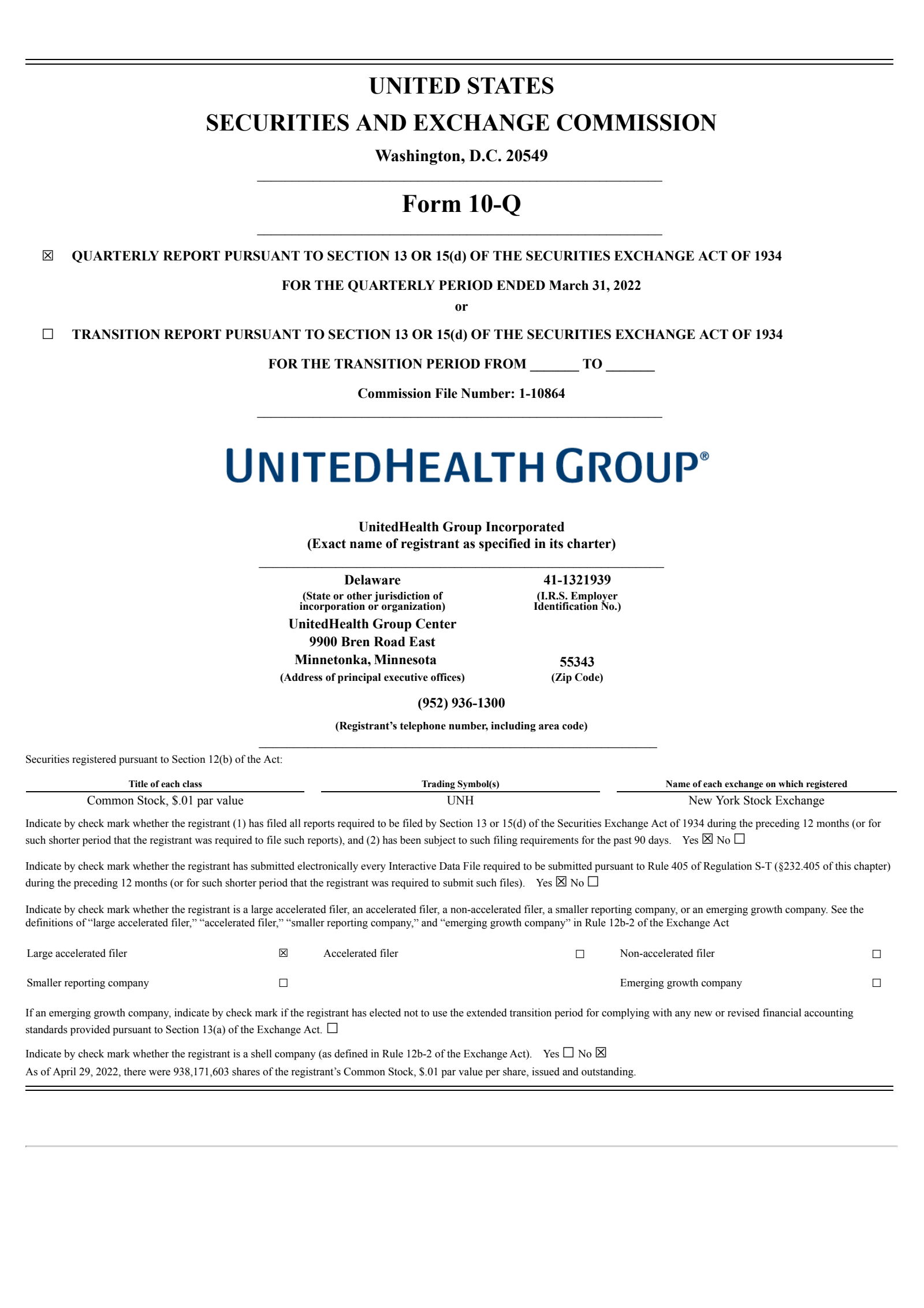 UnitedHealth Group's Q1 2022 Quarterly Report