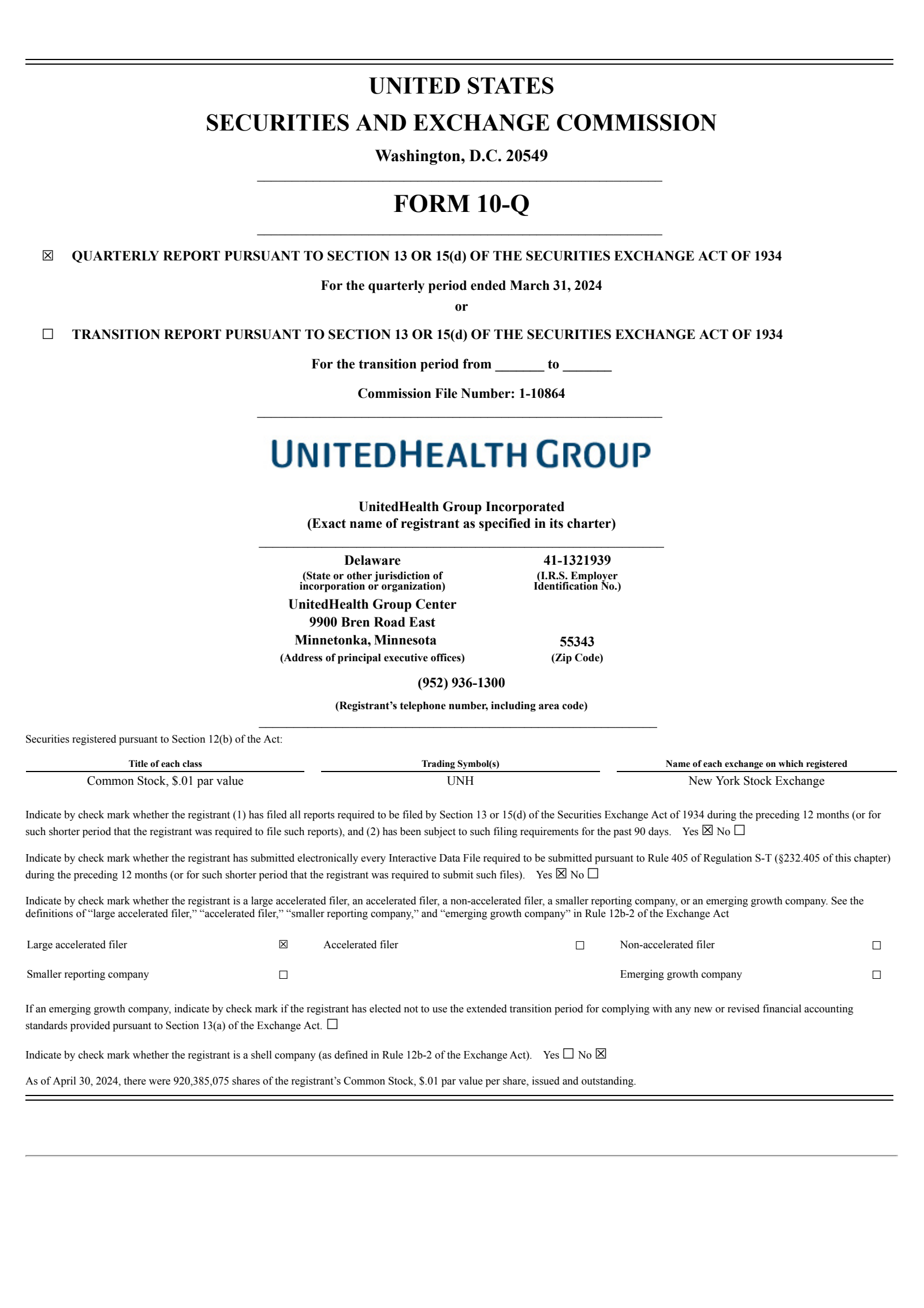 UnitedHealth Group's Q1 2024 Quarterly Report