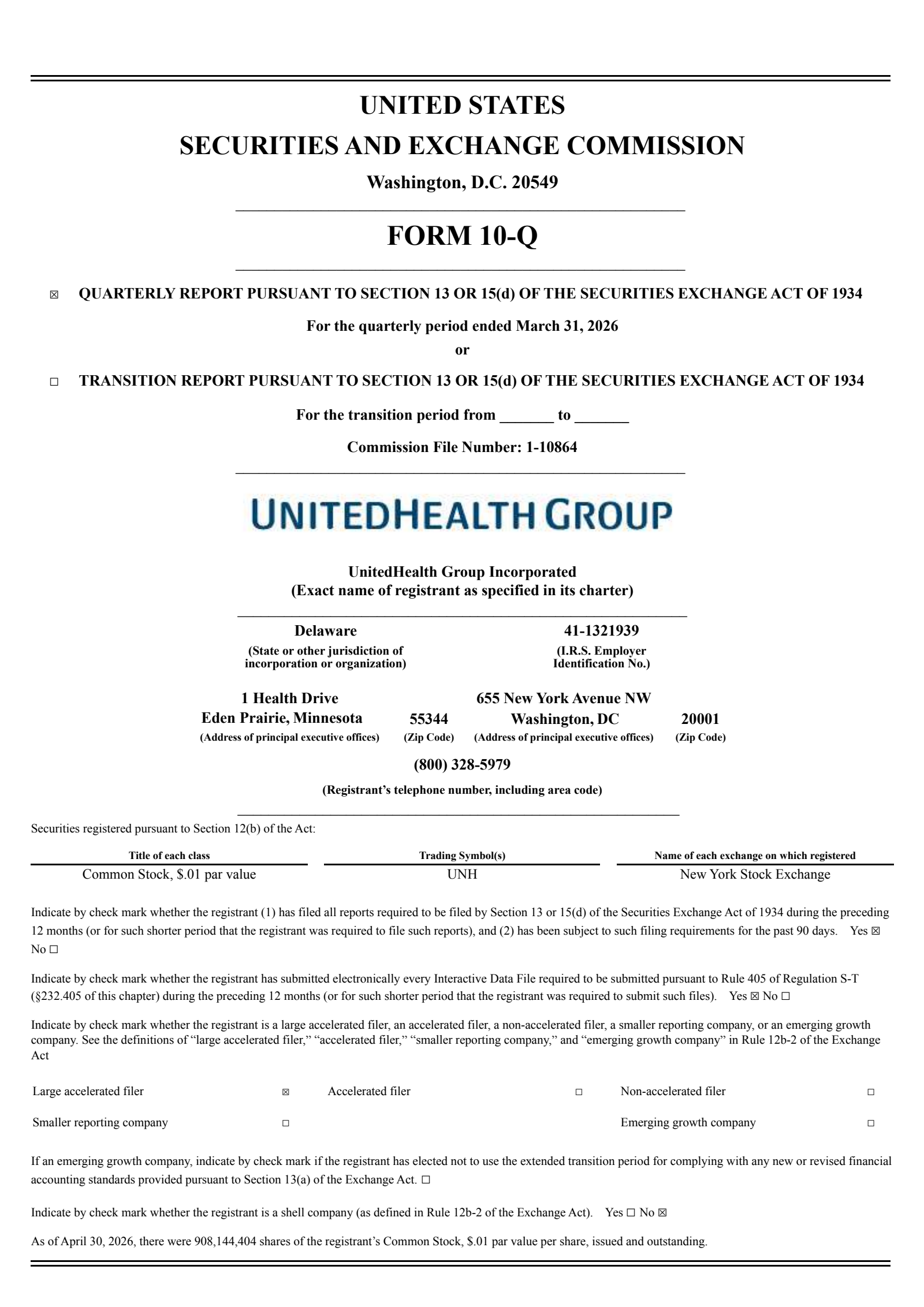 UnitedHealth Group's Q1 2026 Quarterly report