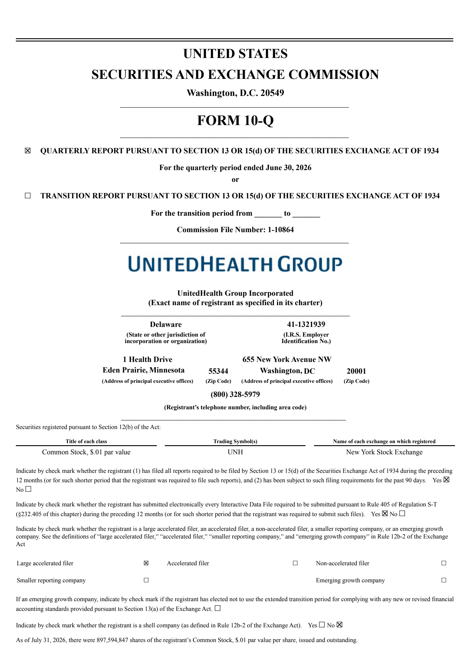 UnitedHealth Group's Q2 2026 Quarterly report