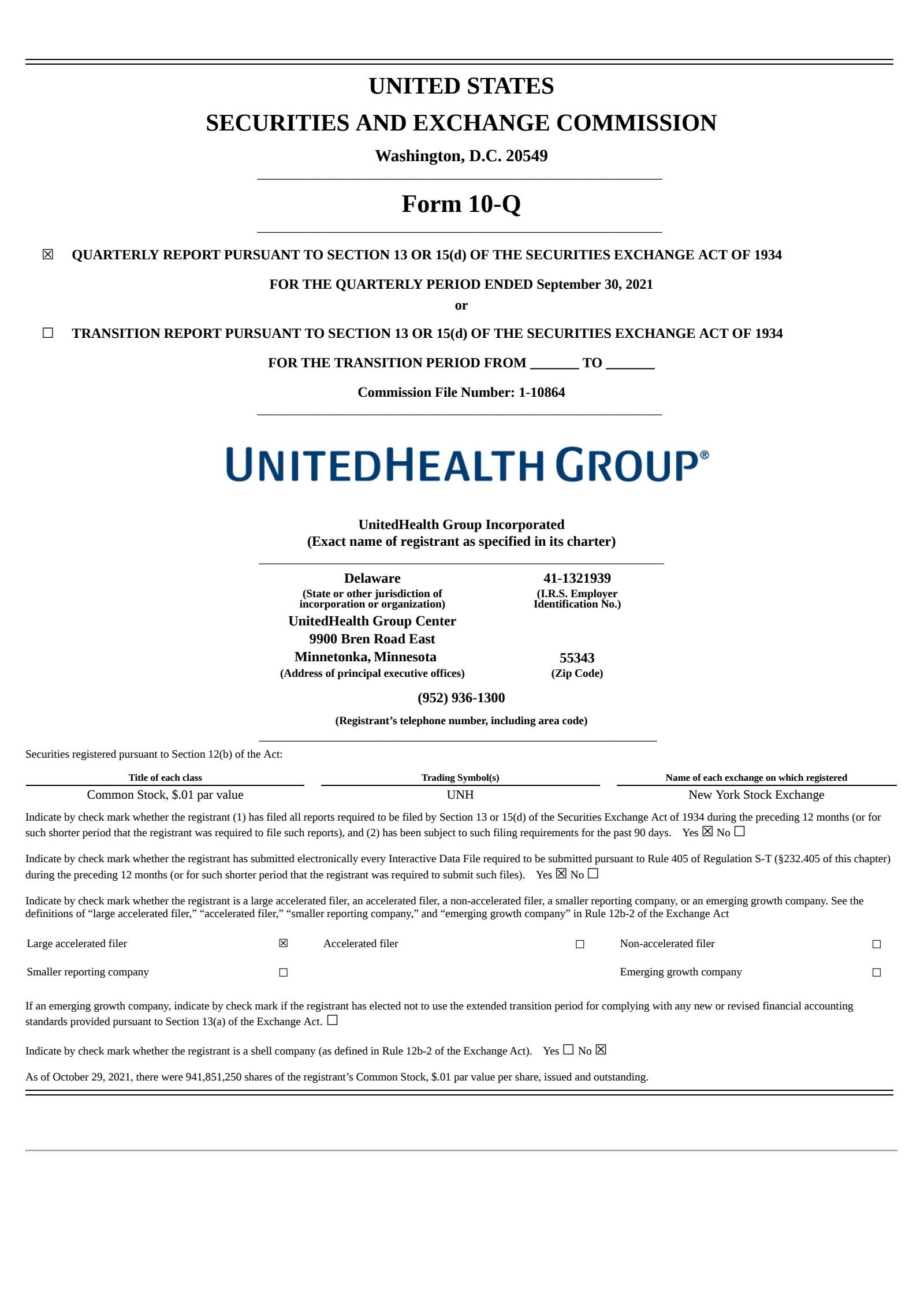 UnitedHealth Group's Q3 2021 Quarterly Report