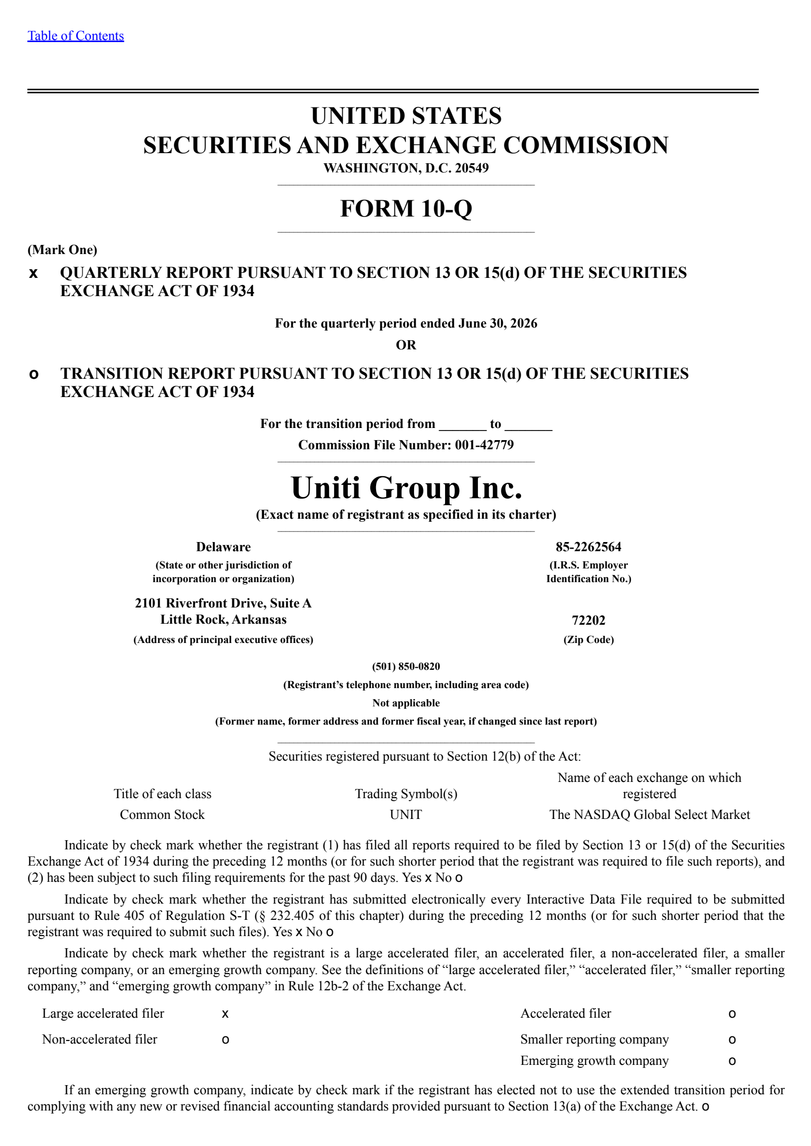 Uniti Group's Q2 2026 Quarterly report