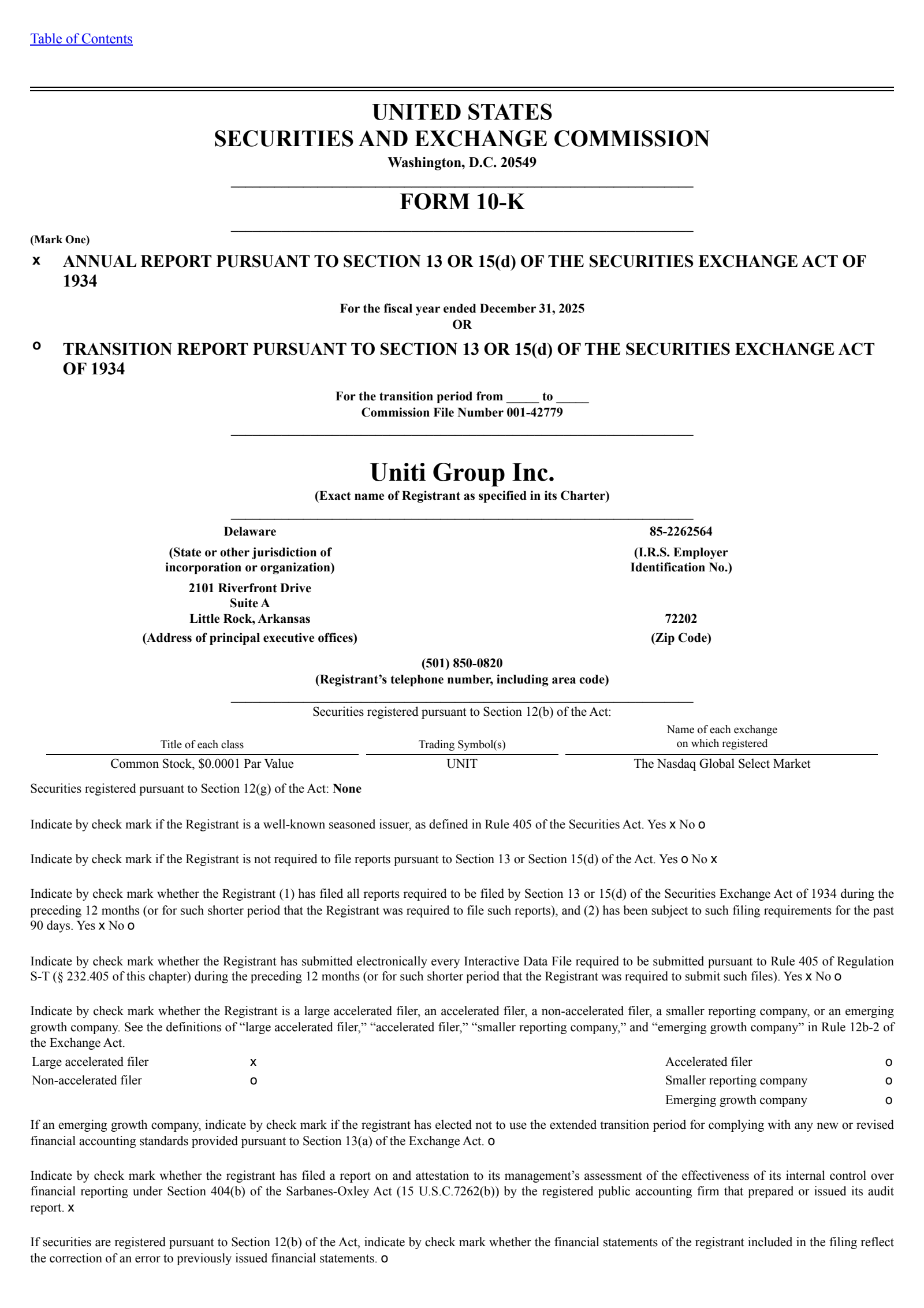 Uniti Group's Q4 2025 Annual report