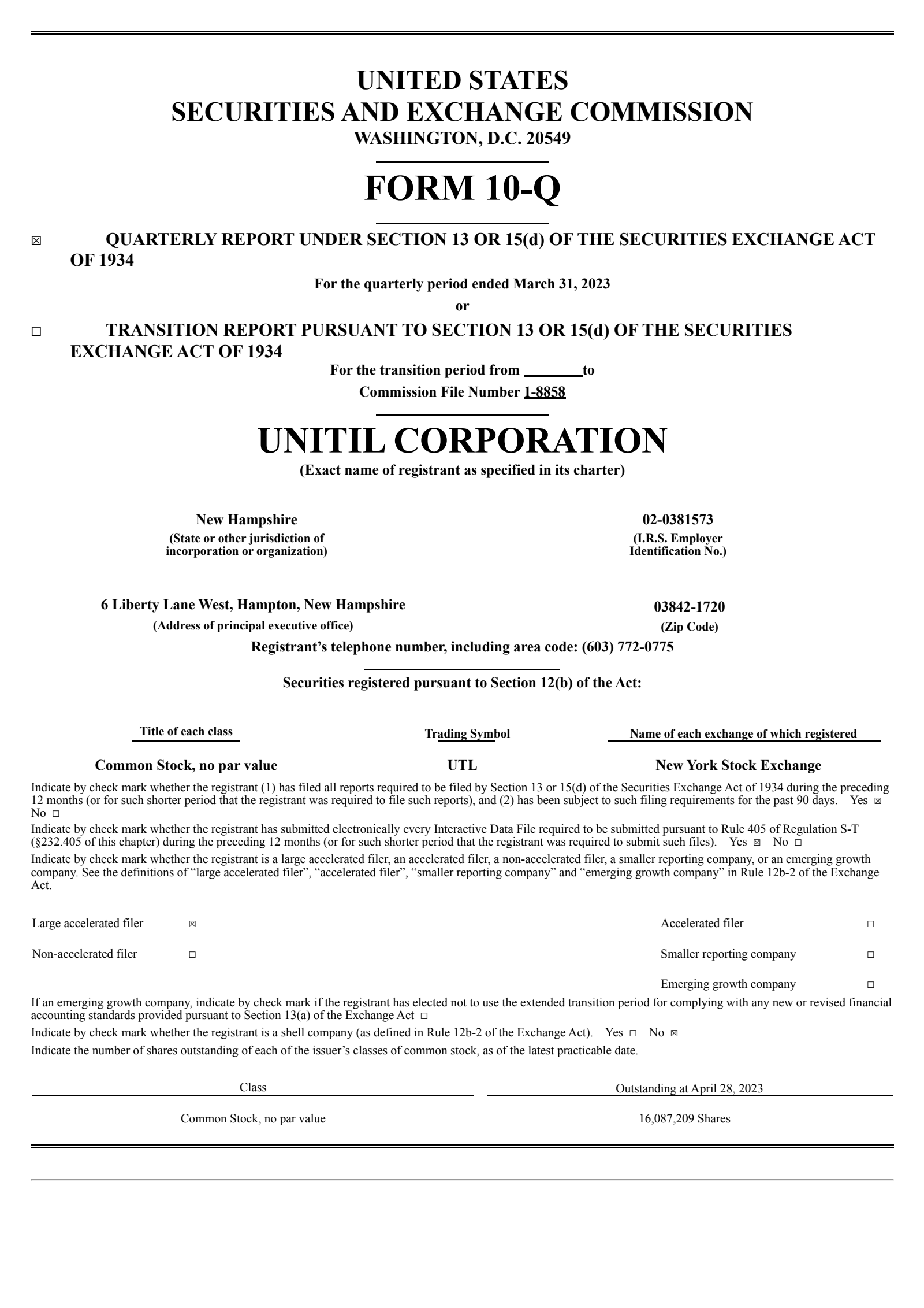 UTL Q1 2023 Earnings Report on 5/2/2023