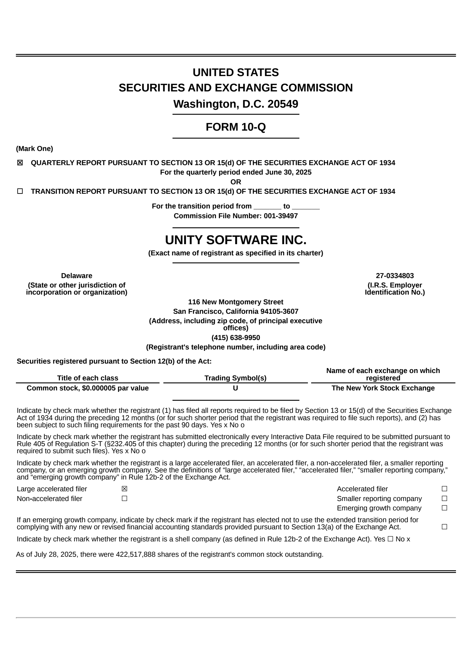 Unity Software's Q2 2025 Quarterly report