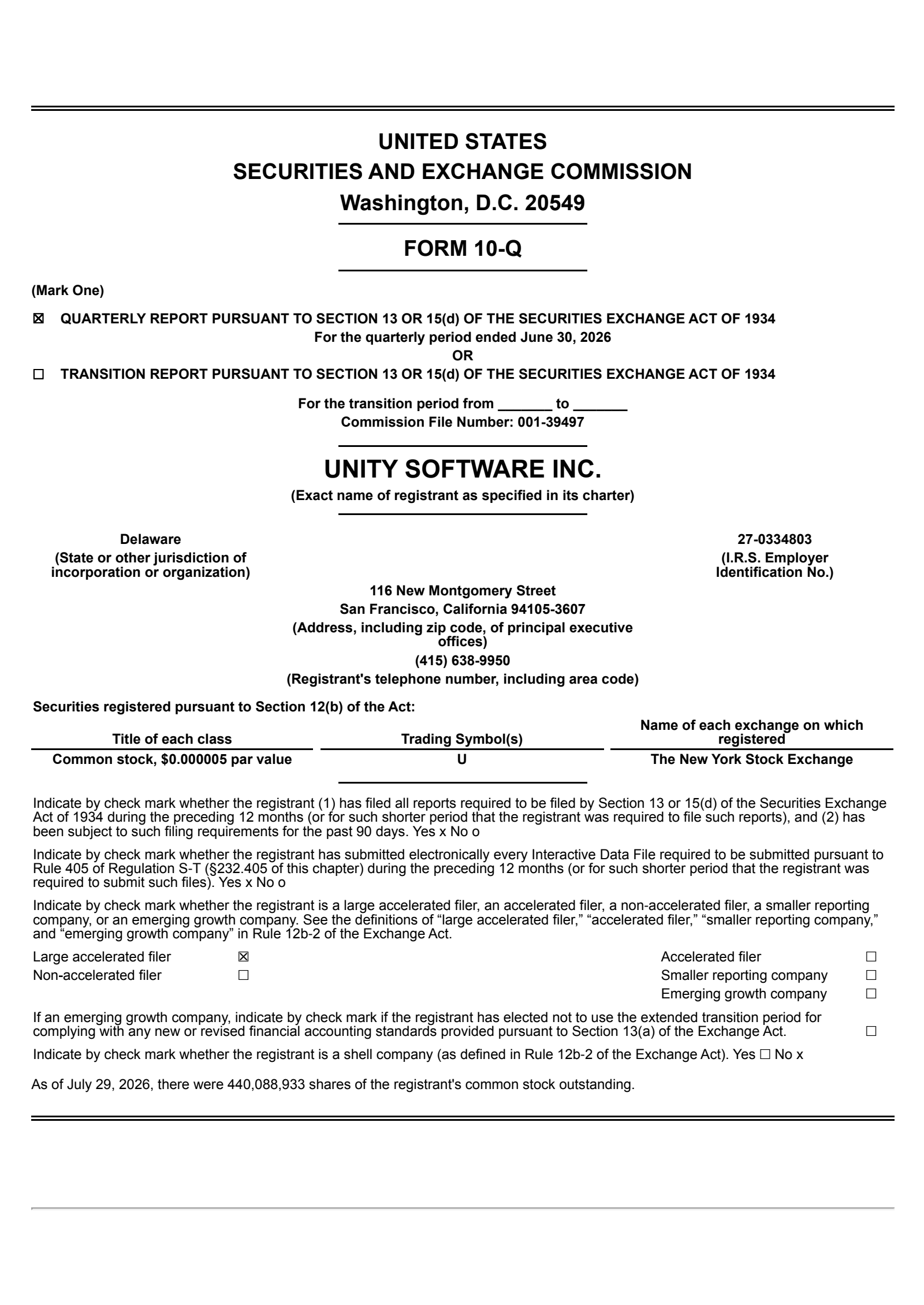 Unity Software's Q2 2026 Quarterly report