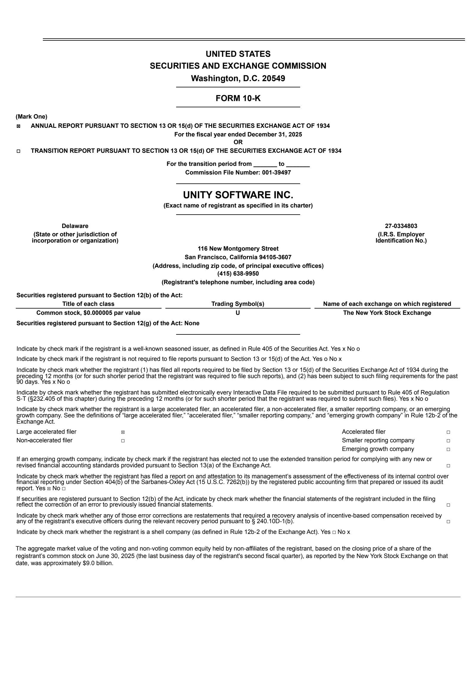 Unity Software's Q4 2025 Annual report