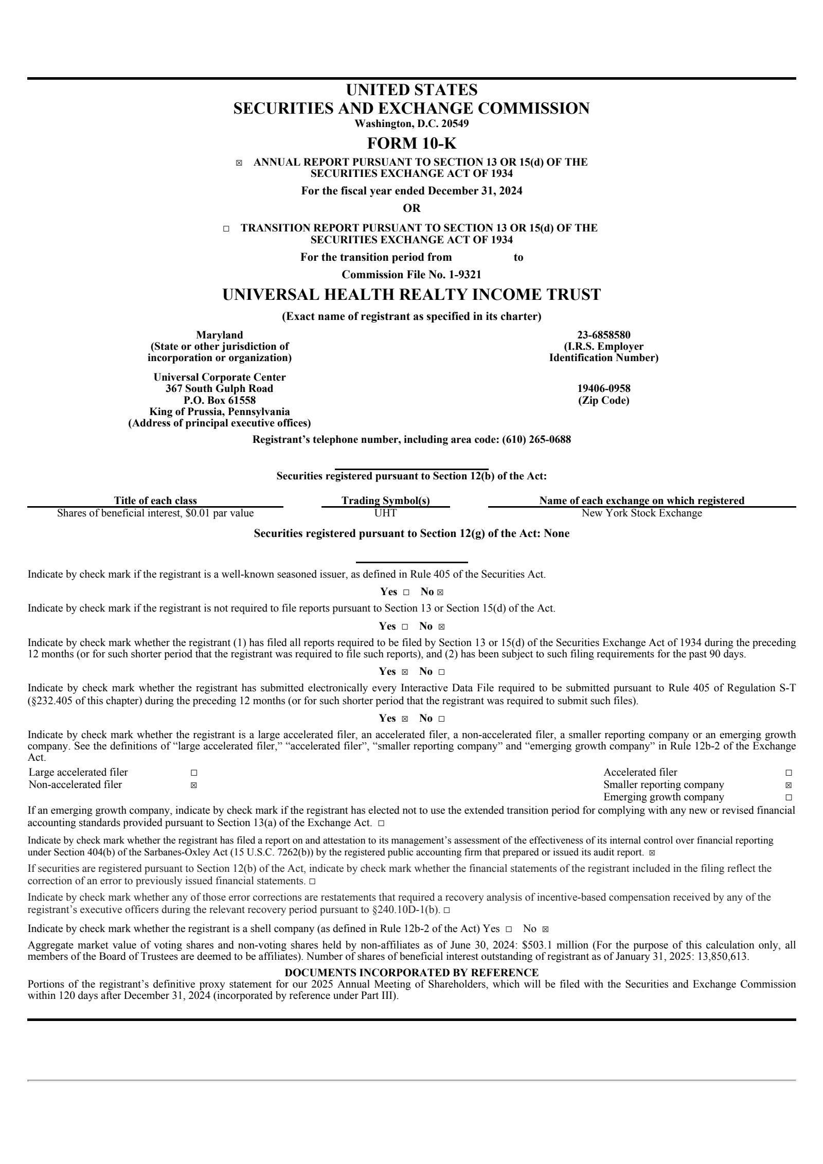 Universal Health Realty Income Trust's Q4 2024 Annual report