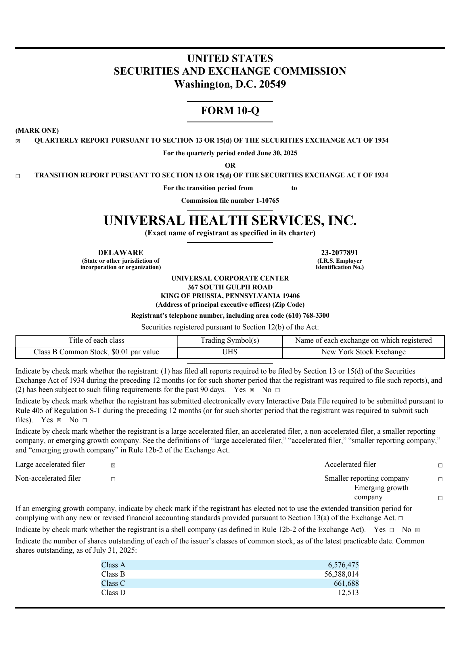 Universal Health Services' Q2 2025 Quarterly report