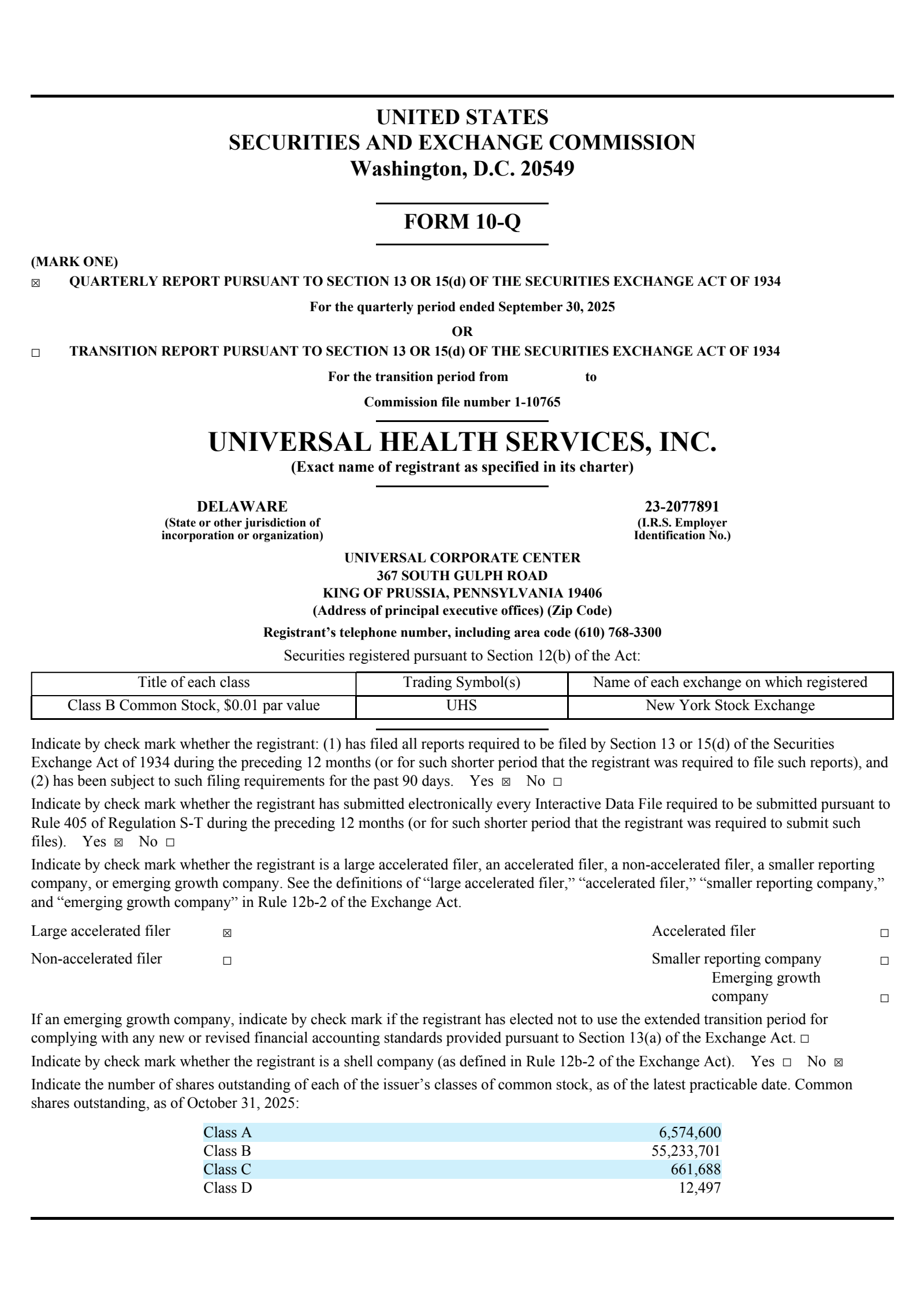 Universal Health Services' Q3 2025 Quarterly Report