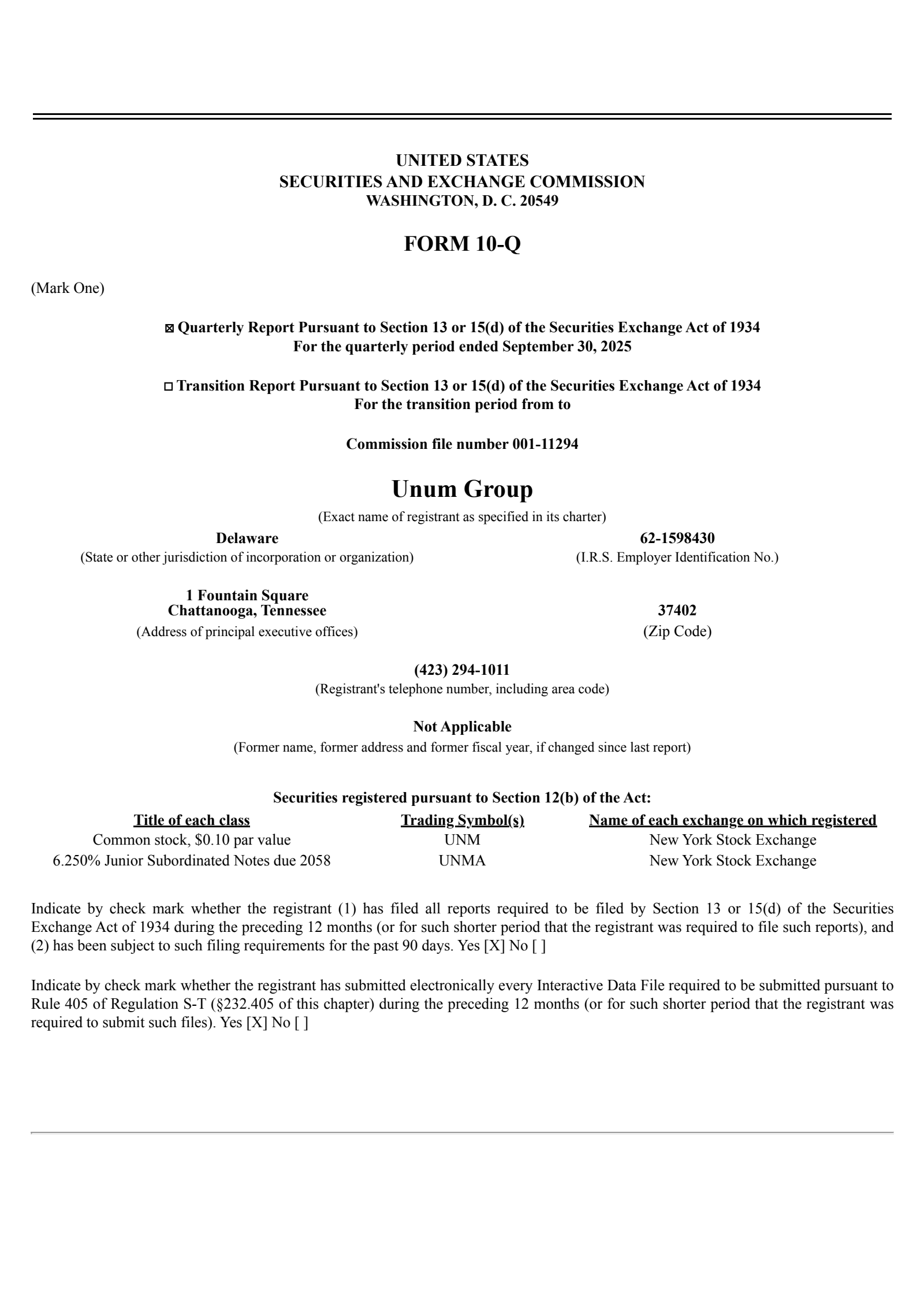 Unum Group's Q3 2025 Quarterly Report