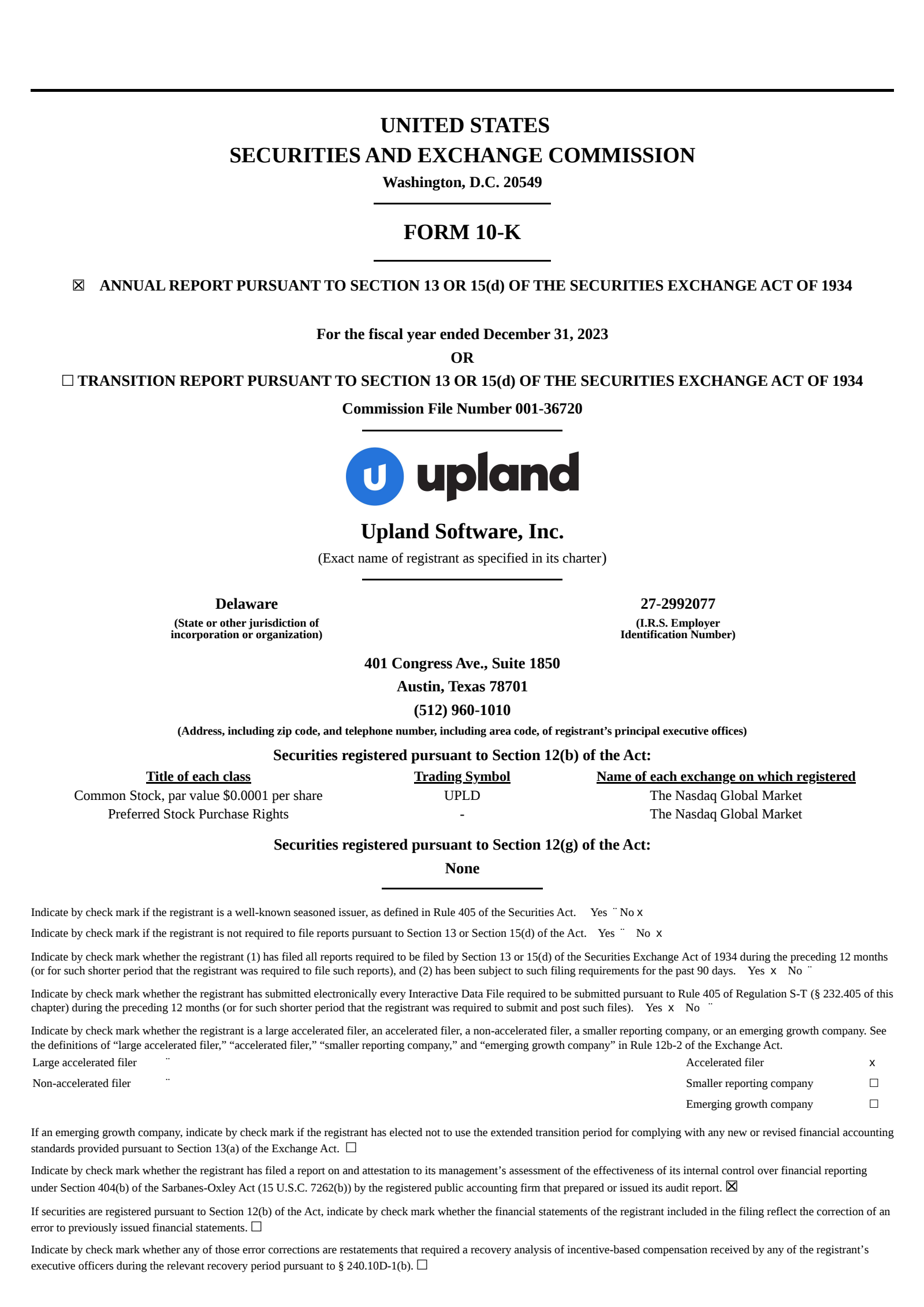 Upland Software's Q4 2023 Annual report