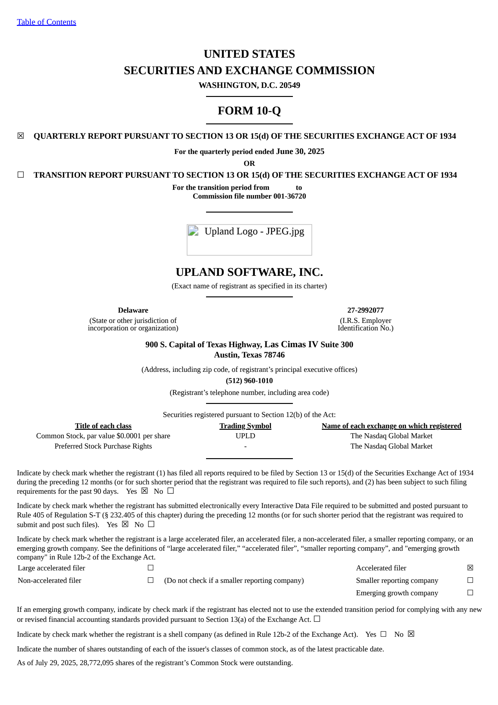 Upland Software's Q2 2025 Quarterly report