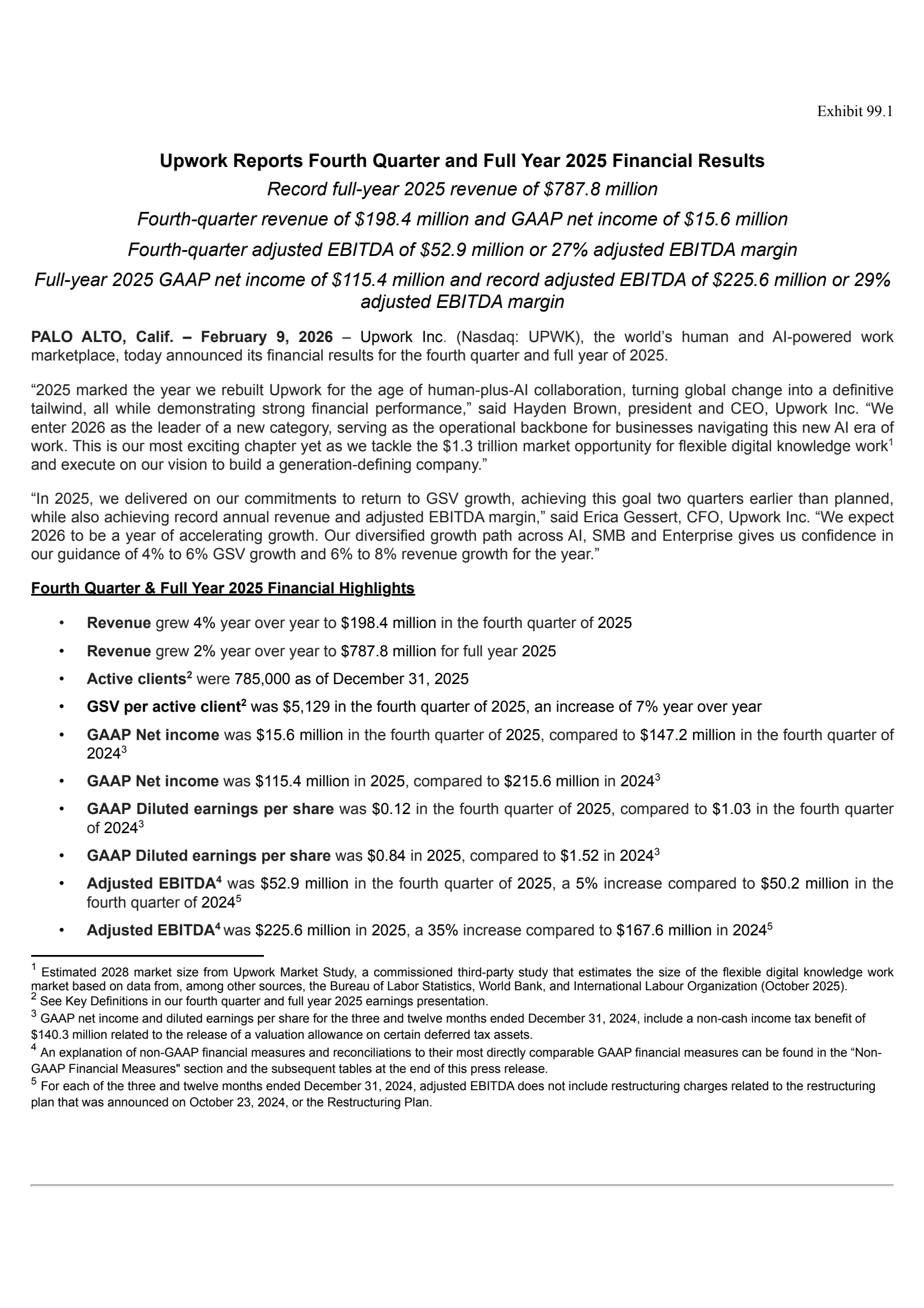 Upwork's Q4 2025 Press Release