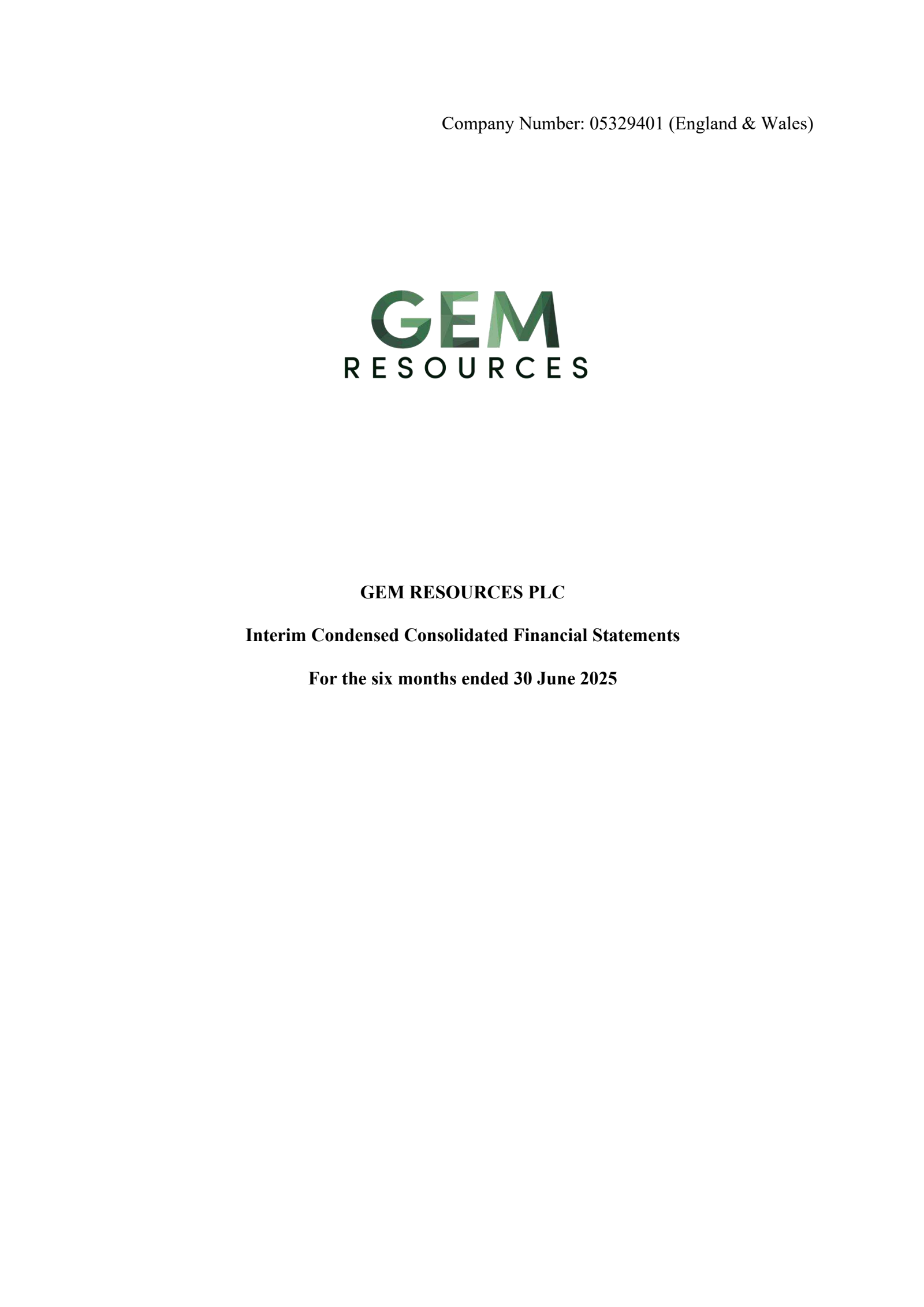 Gem Resources' H1 2025 Interim report