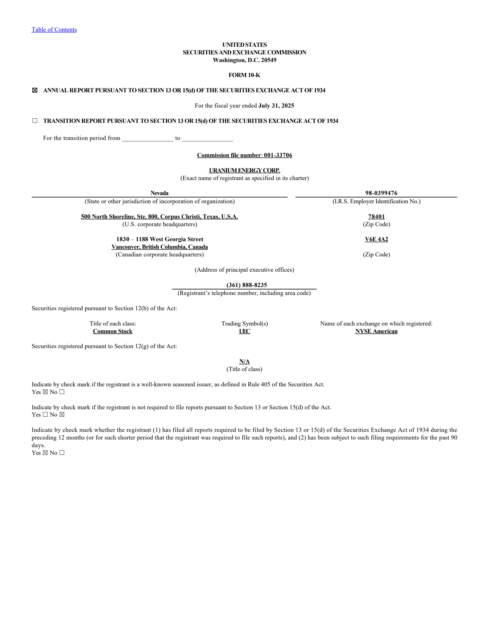 Uranium Energy's Q4 2025 Annual Report