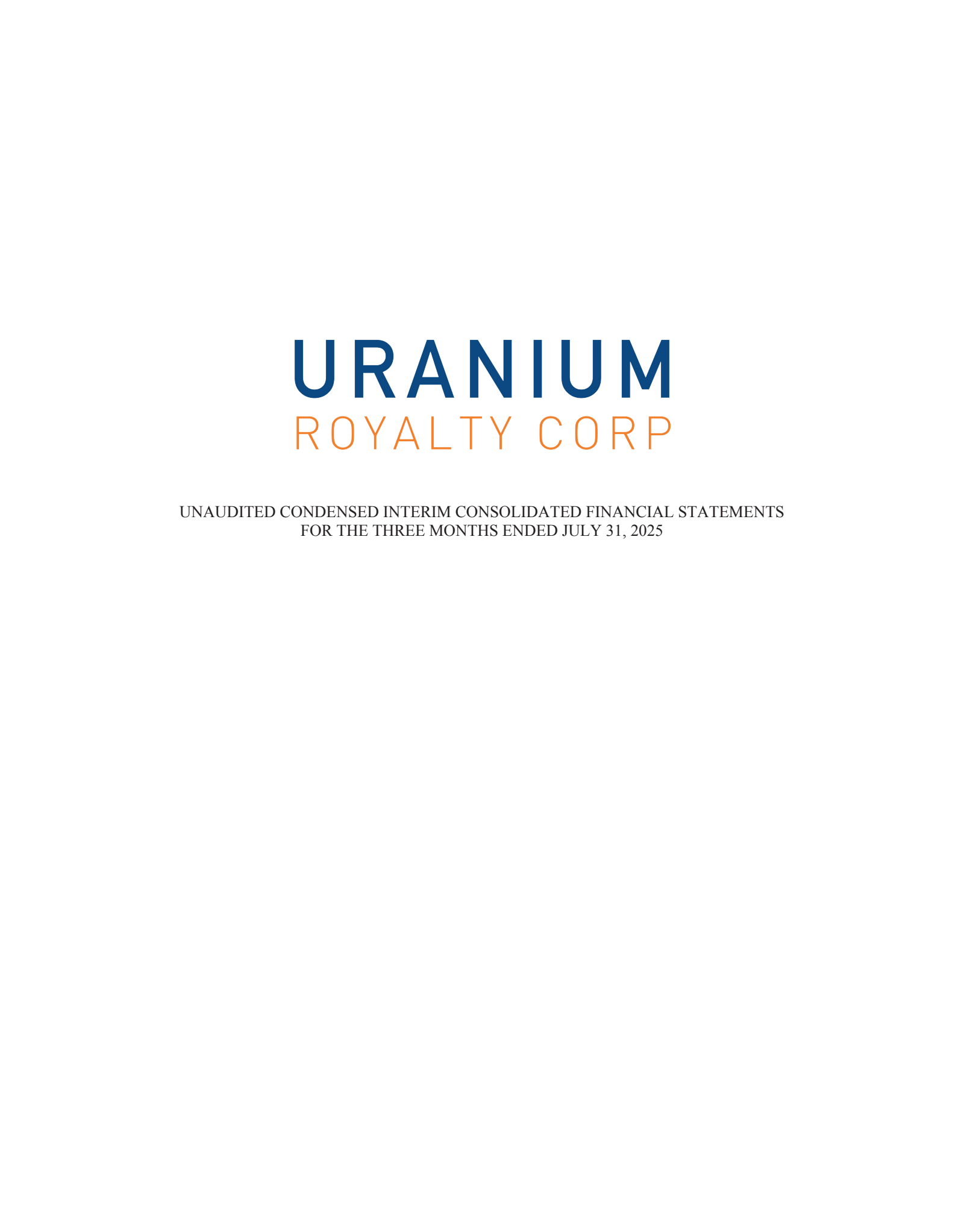 Uranium Royalty's Q1 2026 Interim Report