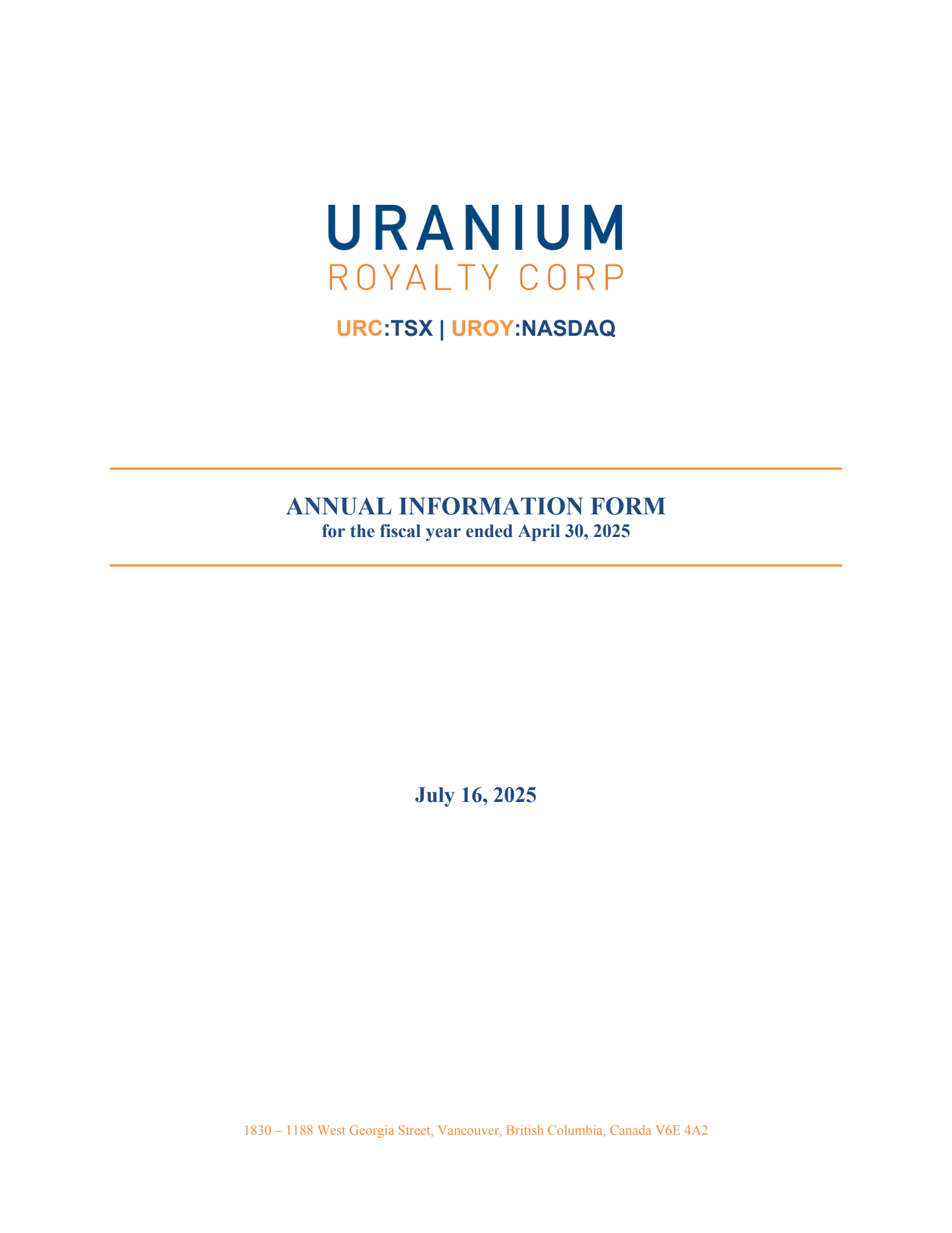 Uranium Royalty's Q4 2025 Annual report