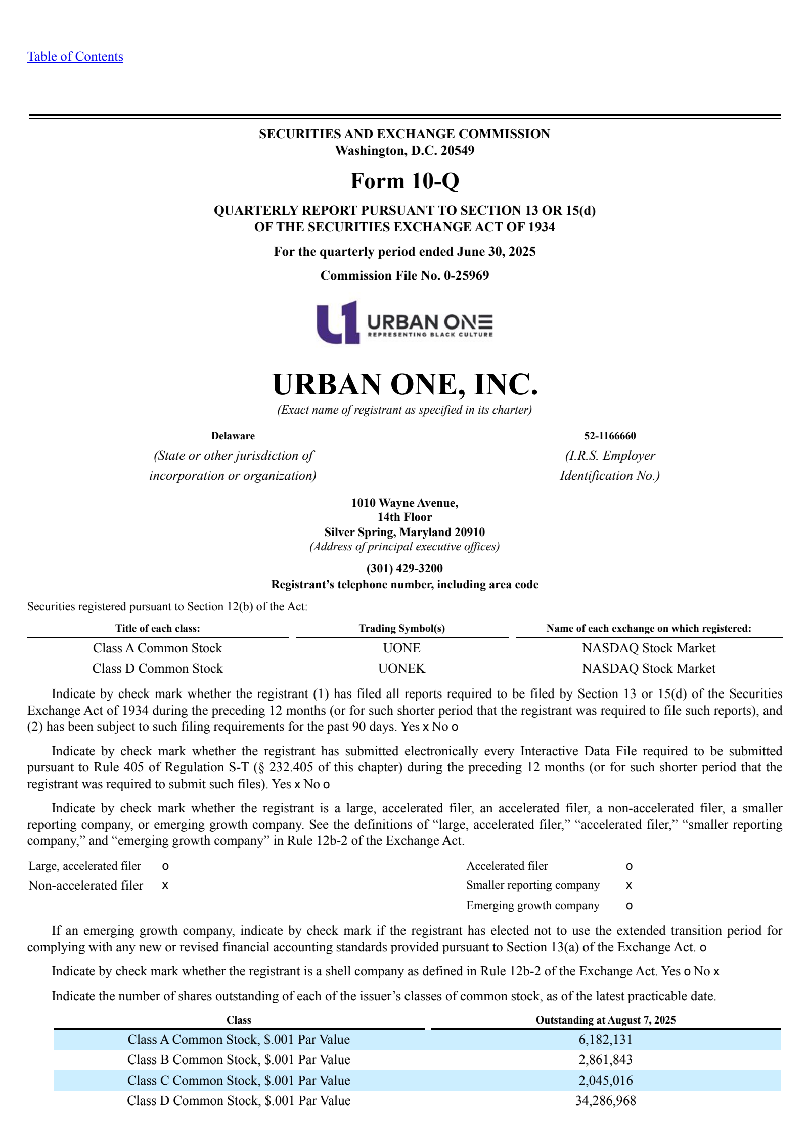 Radio One's Q2 2025 Quarterly report