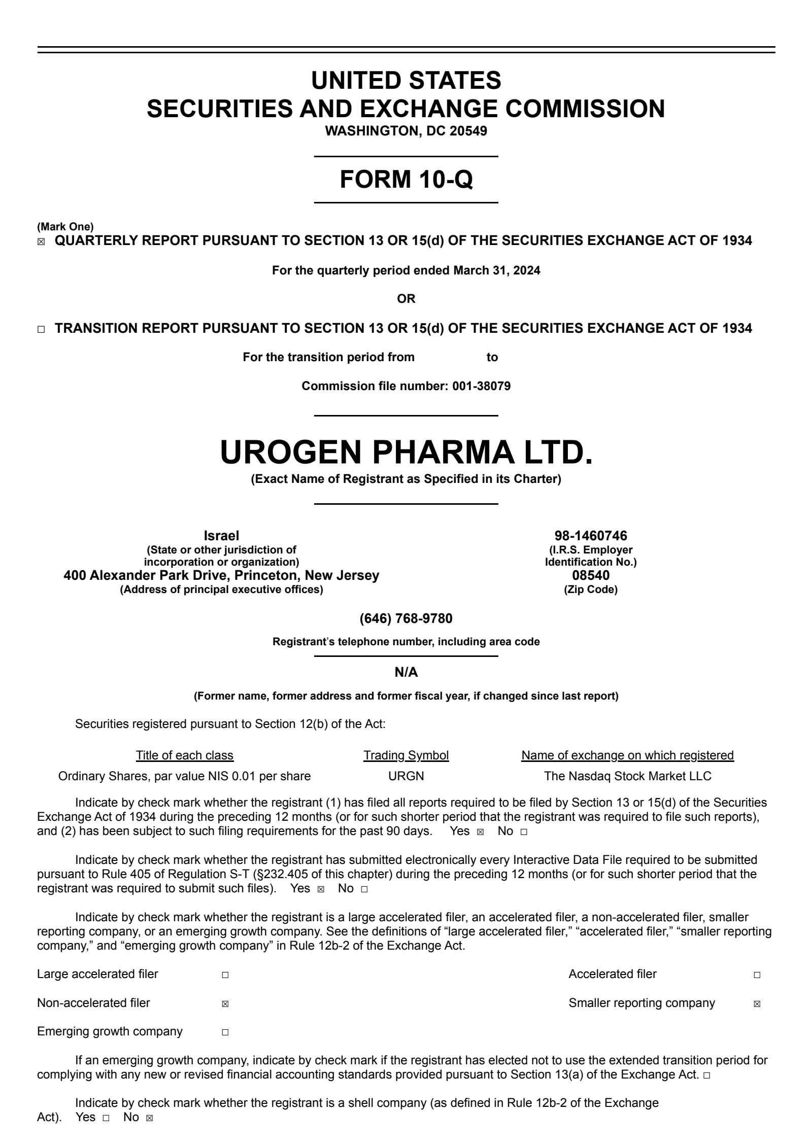 UroGen Pharma's Q1 2024 Quarterly report