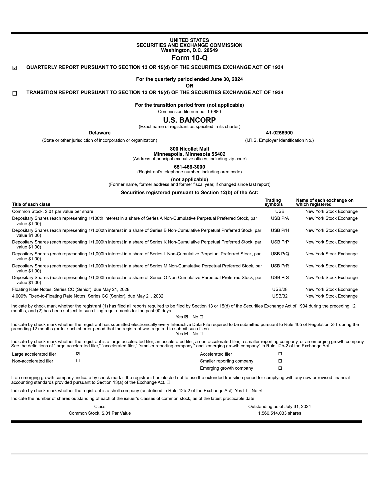 U.S. Bancorp's Q2 2024 Quarterly Report